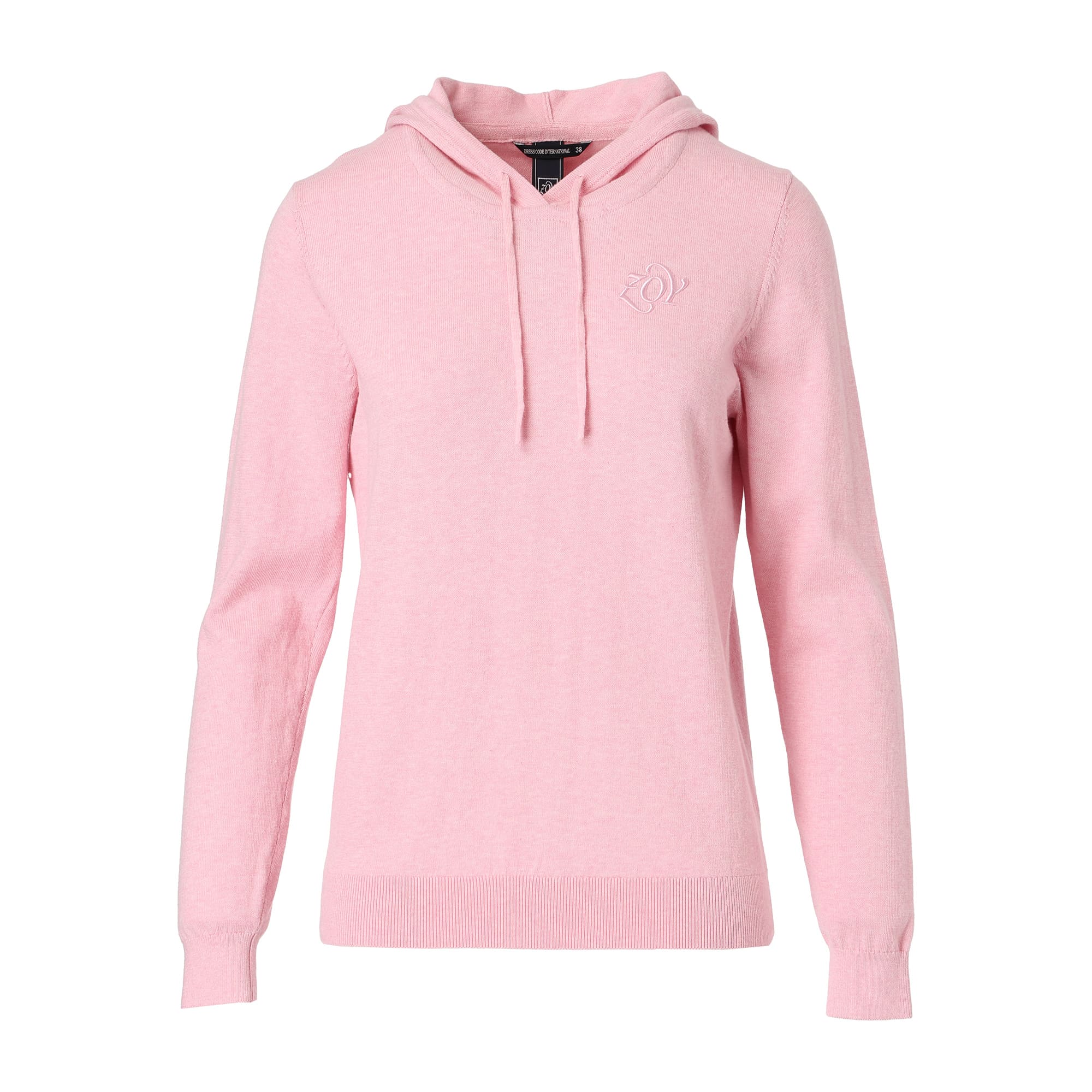 WOMEN MELANGE COTTON 長袖セーター パウダーピンク