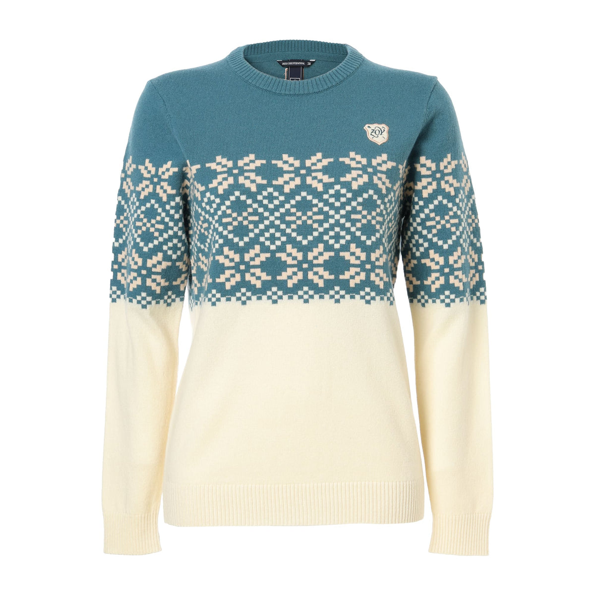 WOMEN Superfine merino wool x cashmere 長袖セーター ブルーグリーン