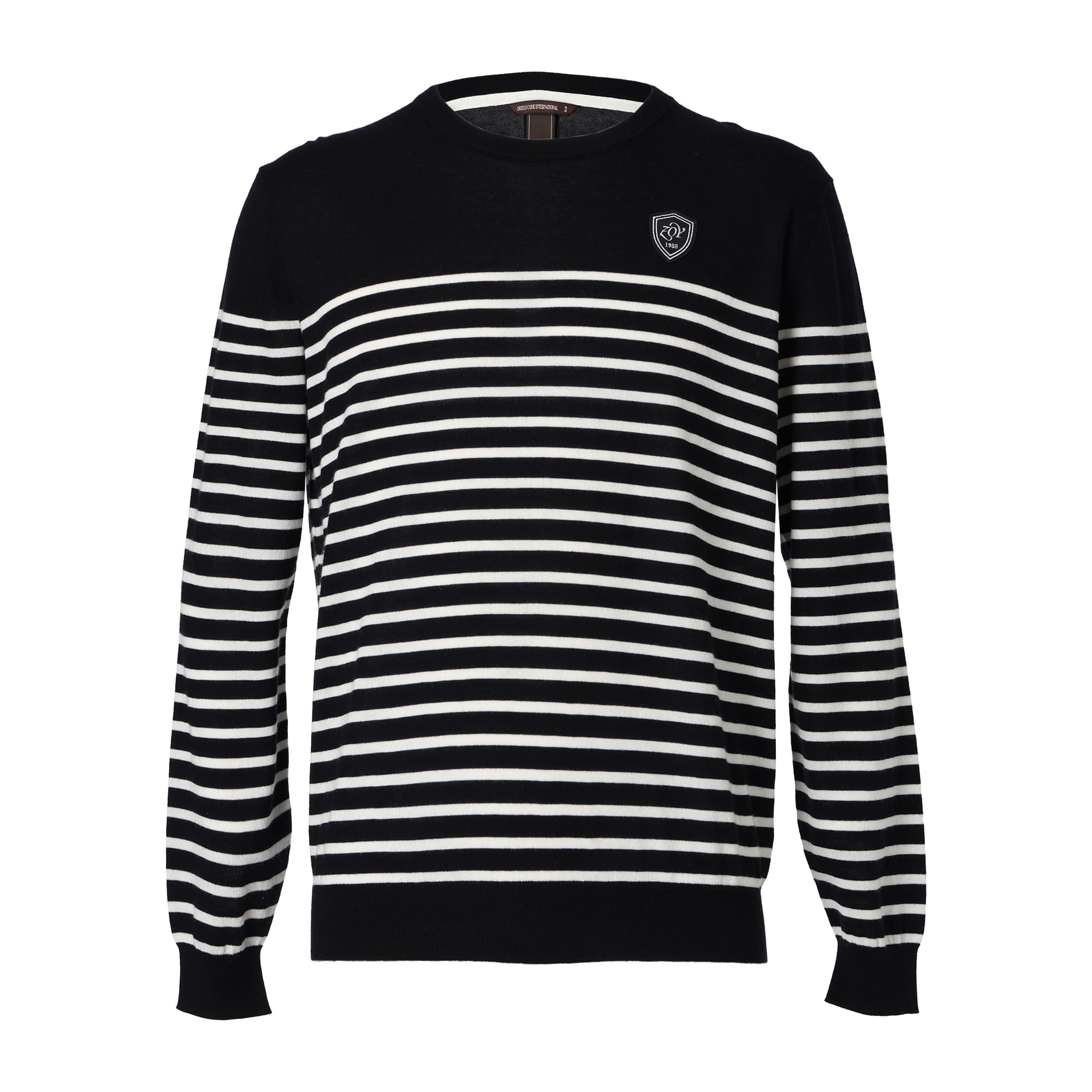 MEN Premium Cotton ボーダー 長袖セーター ネイビー