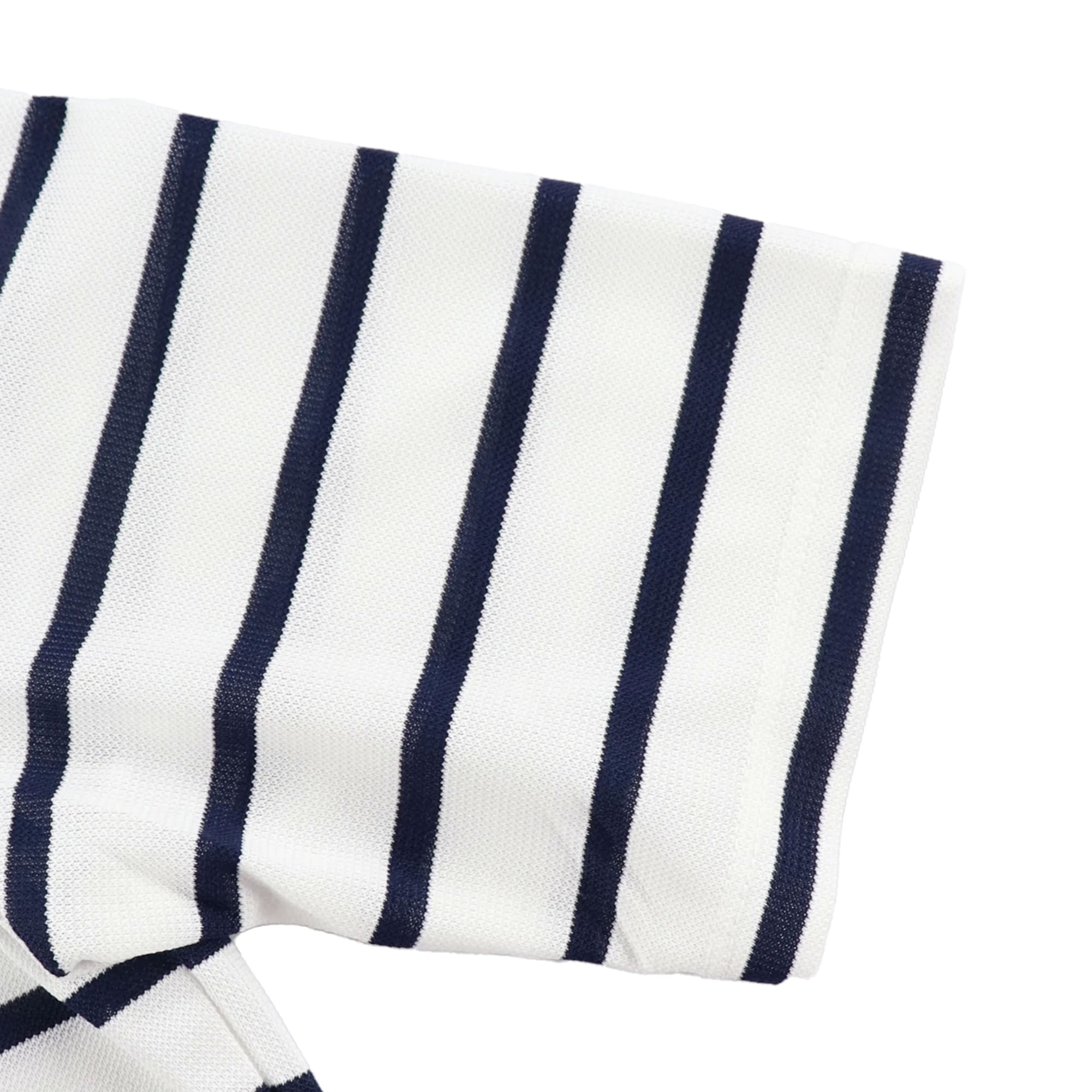 Women's Navy Mock Neck Short Sleeve Striped Shirt