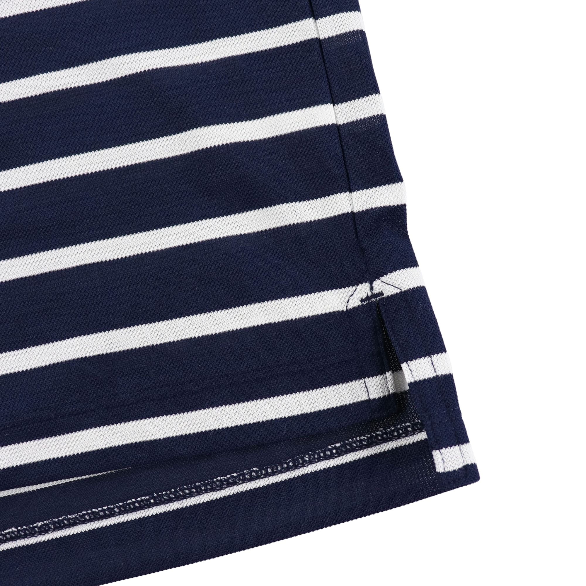 Men's Navy Mock Neck Short Sleeve Striped Shirt