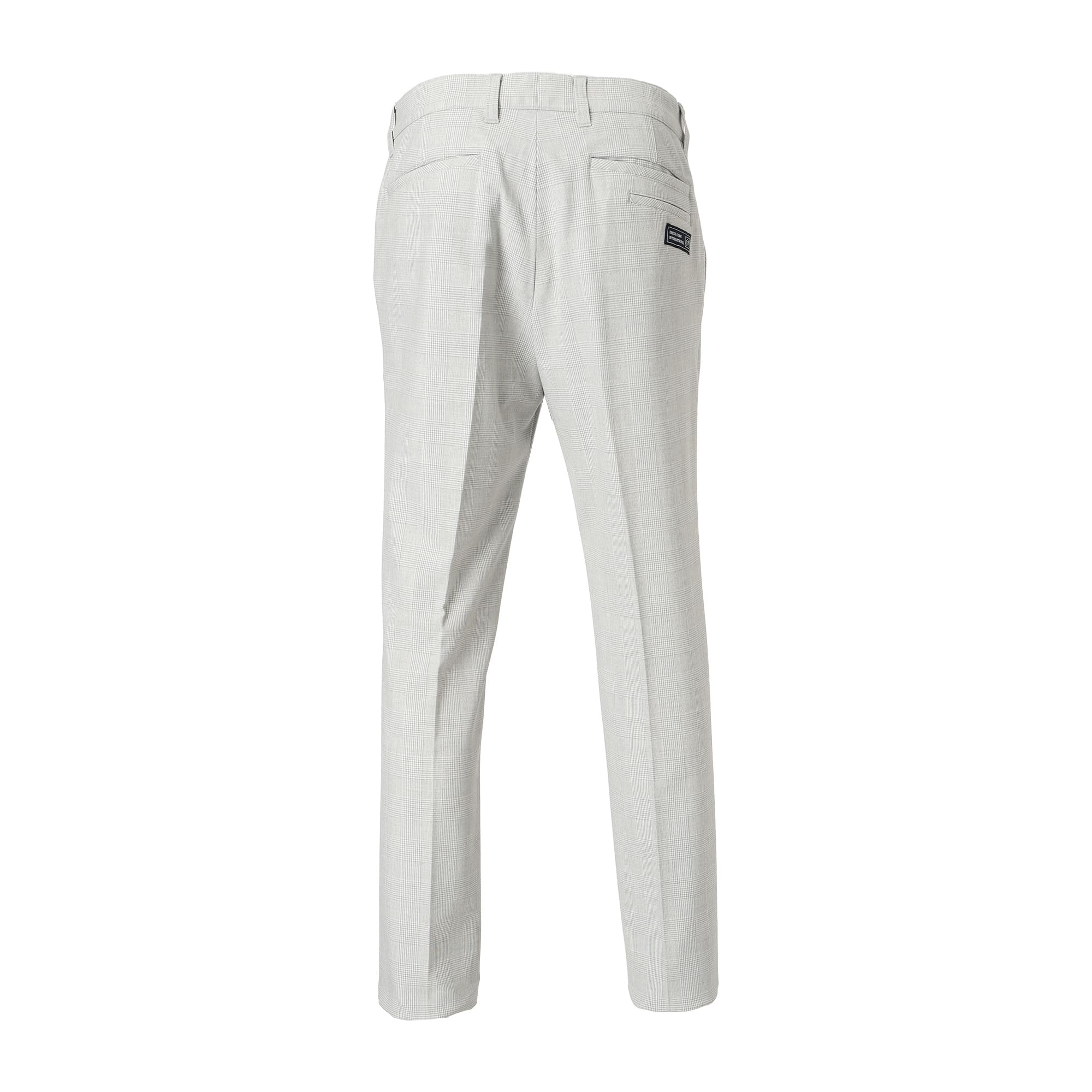 Men's Glen Check Stretch Long Pants in Silver Gray