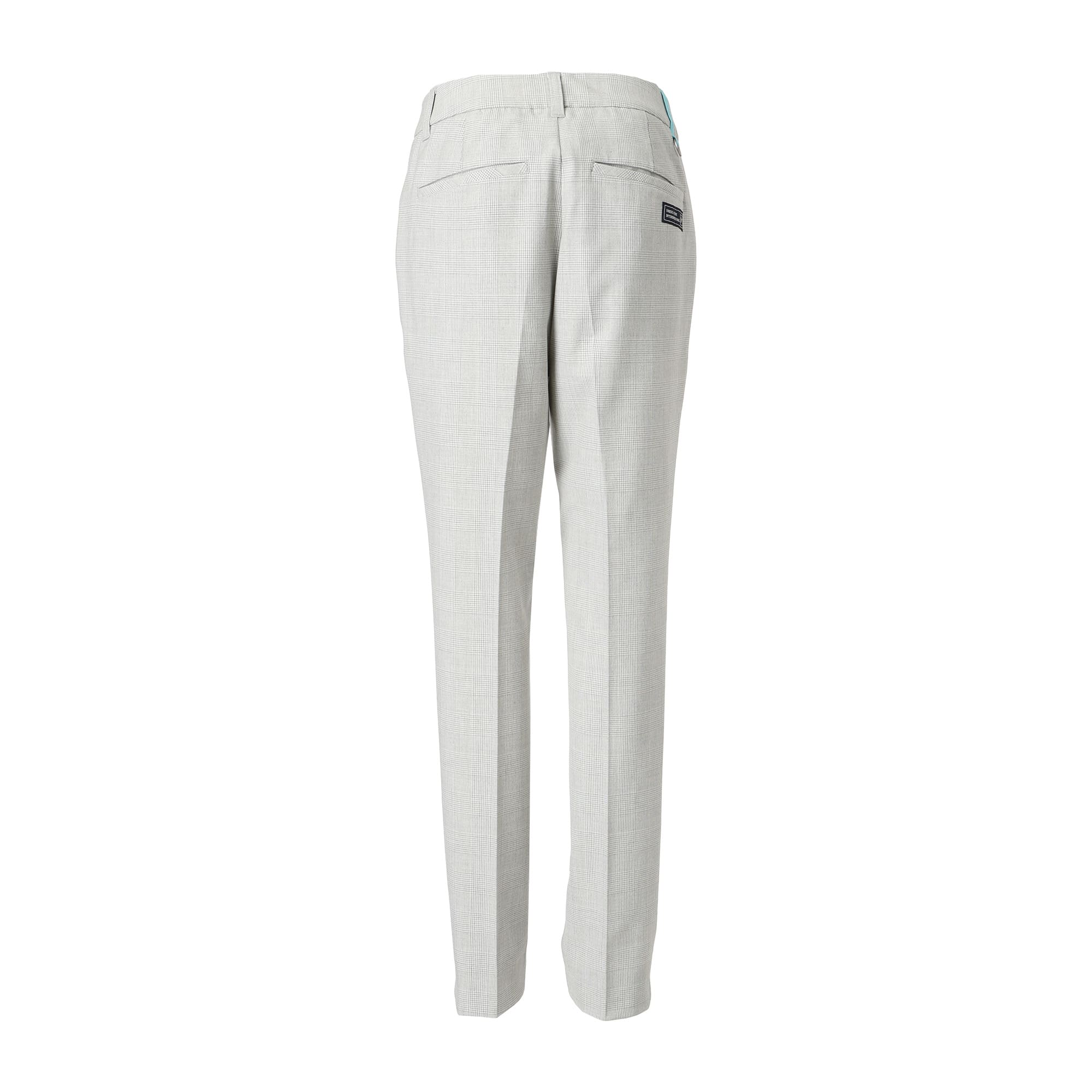 Women's Glen Check Stretch Long Pants in Silver Gray
