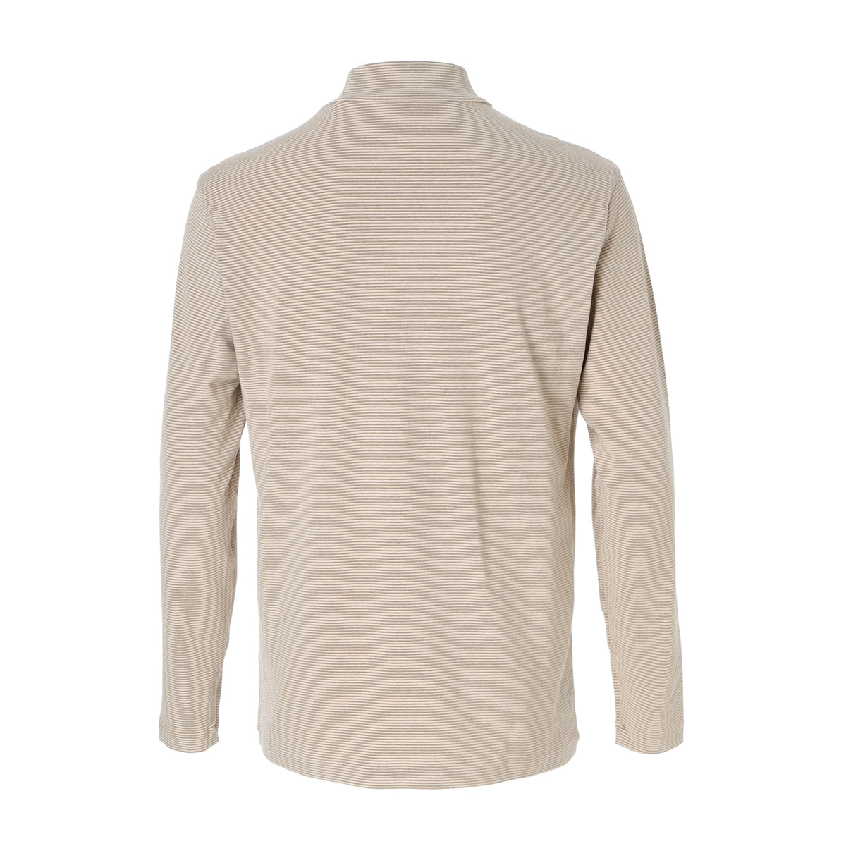 MEN ベア天マルチボーダー 長袖シャツ ナチュラル×グレー