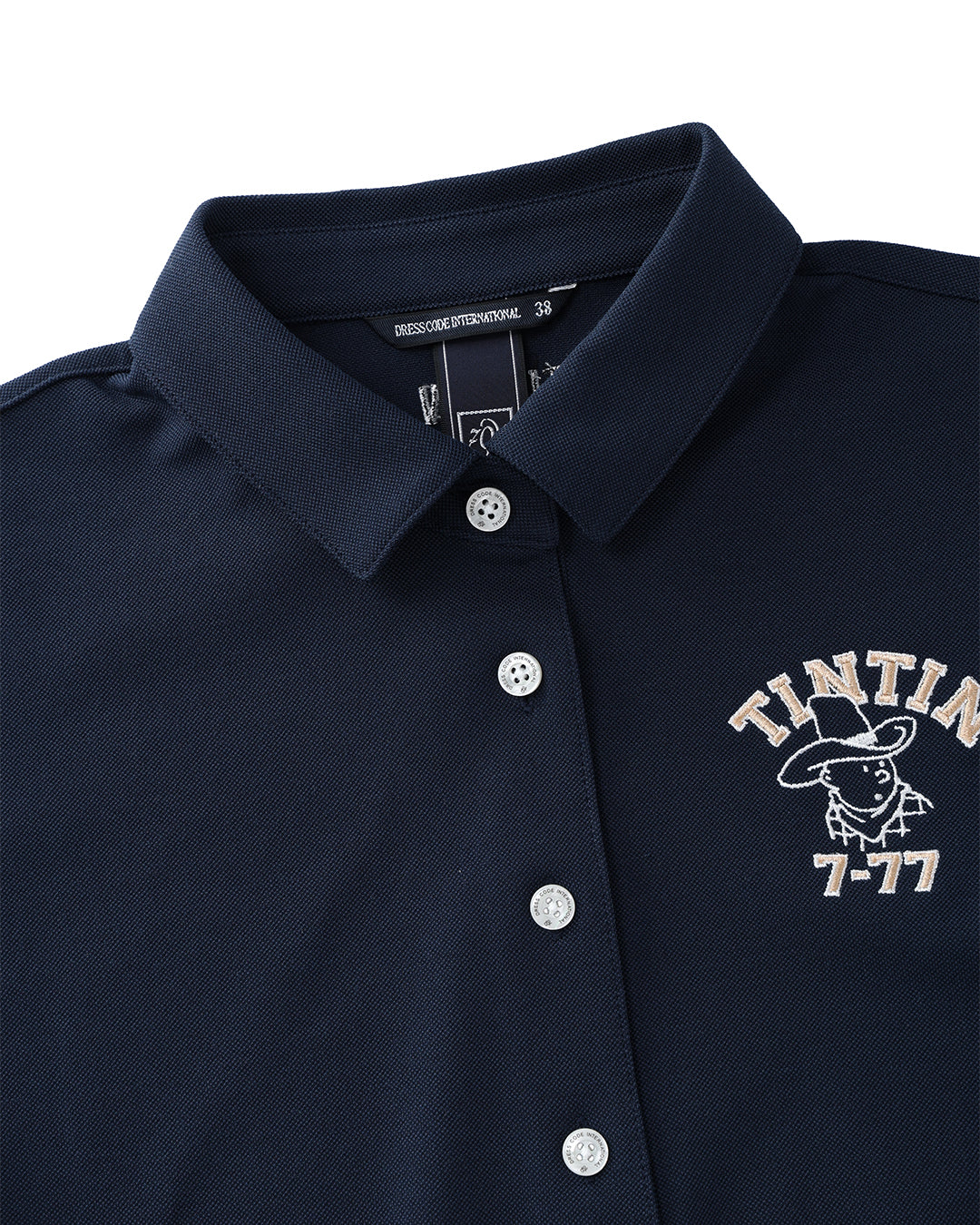 【 TINTIN × ZOY 】WOMEN リサイクルクアトロセブン 鹿の子 半袖ポロシャツ ネイビー