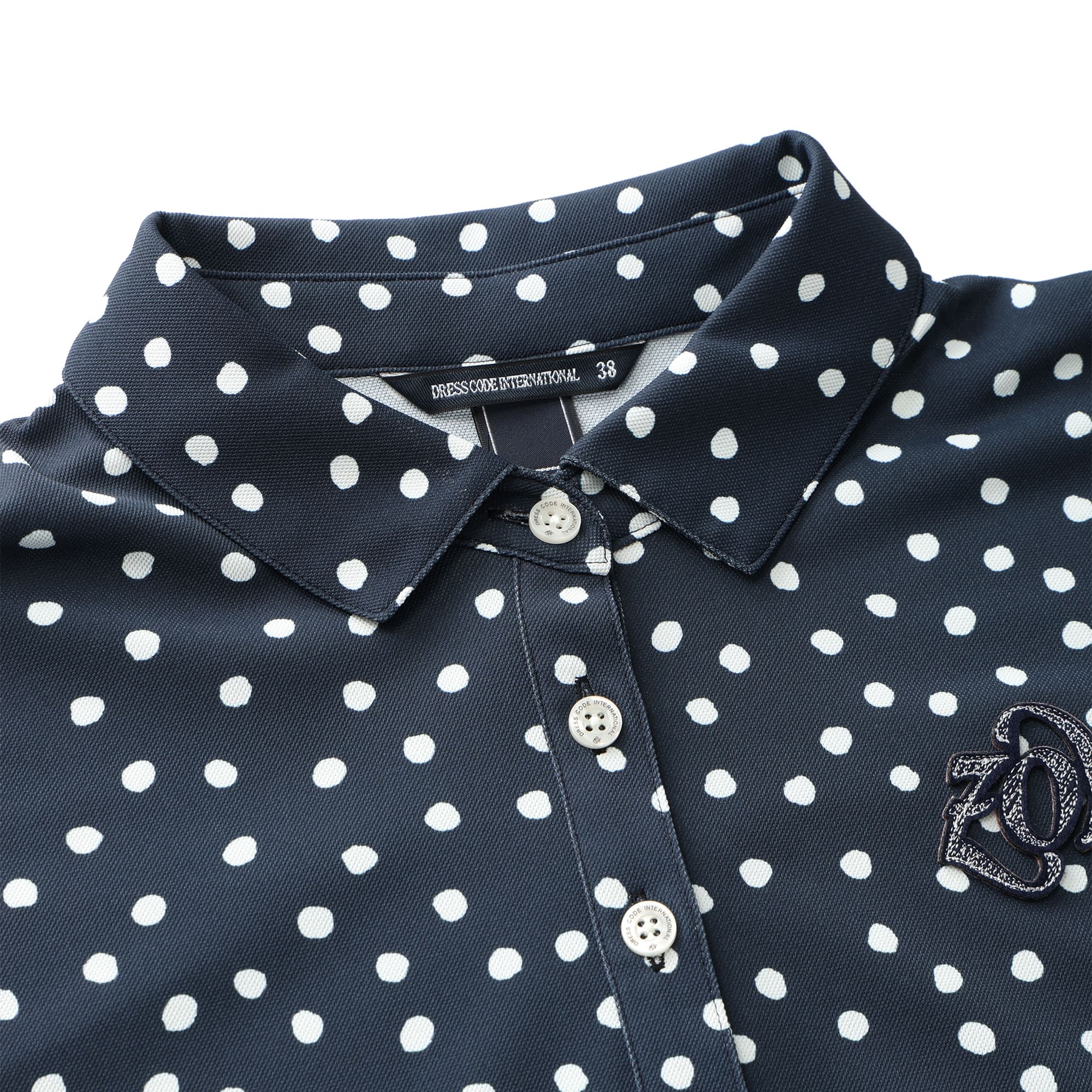 Women's Dot Print Short Sleeve Shirt in Light Gray