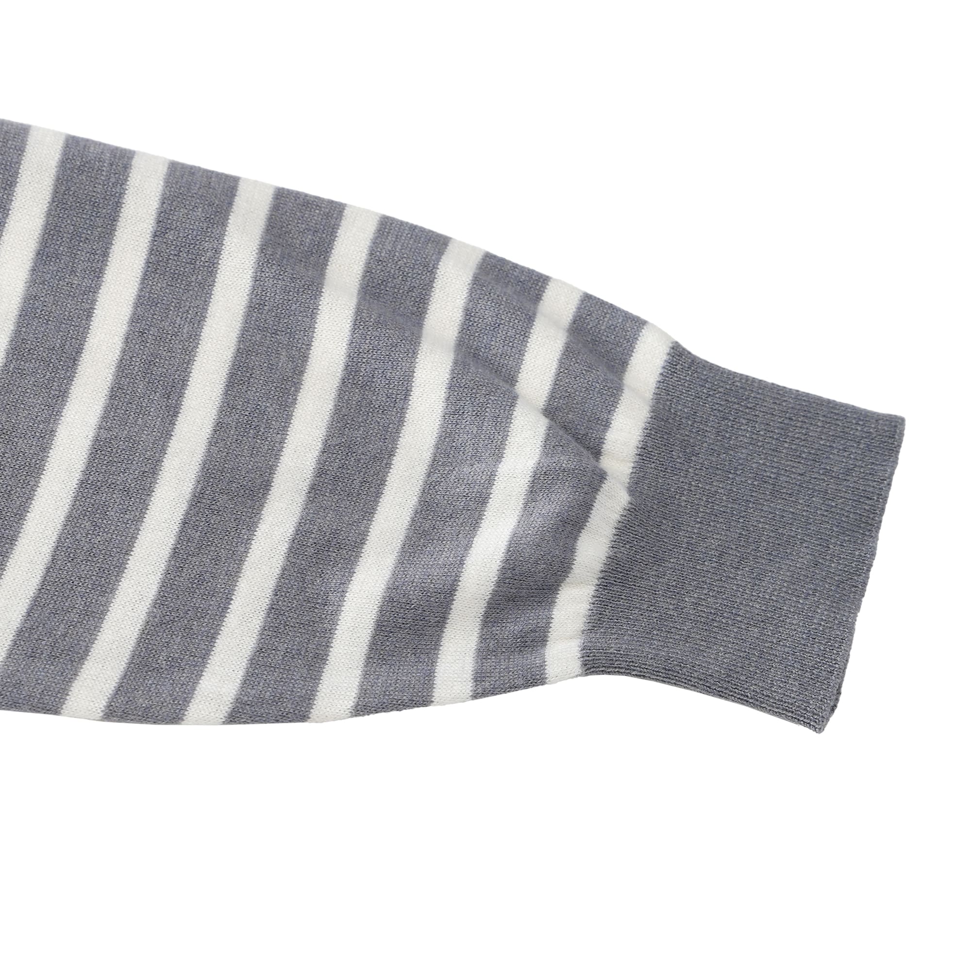 MEN Premium Cotton Striped Long Sleeve Sweater Gray