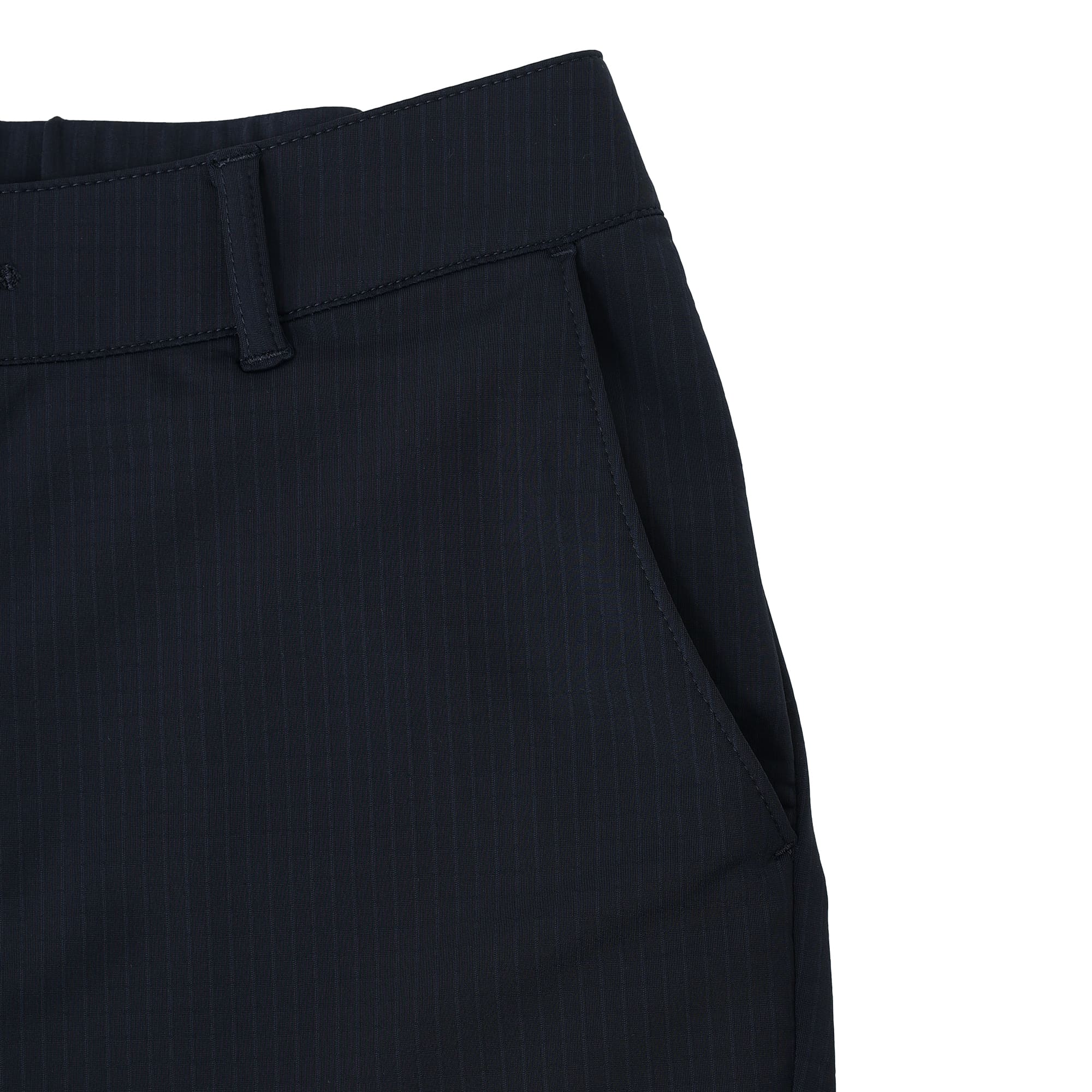 WOMEN シャドウストライプスーパーストレッチ ロングパンツ ネイビー