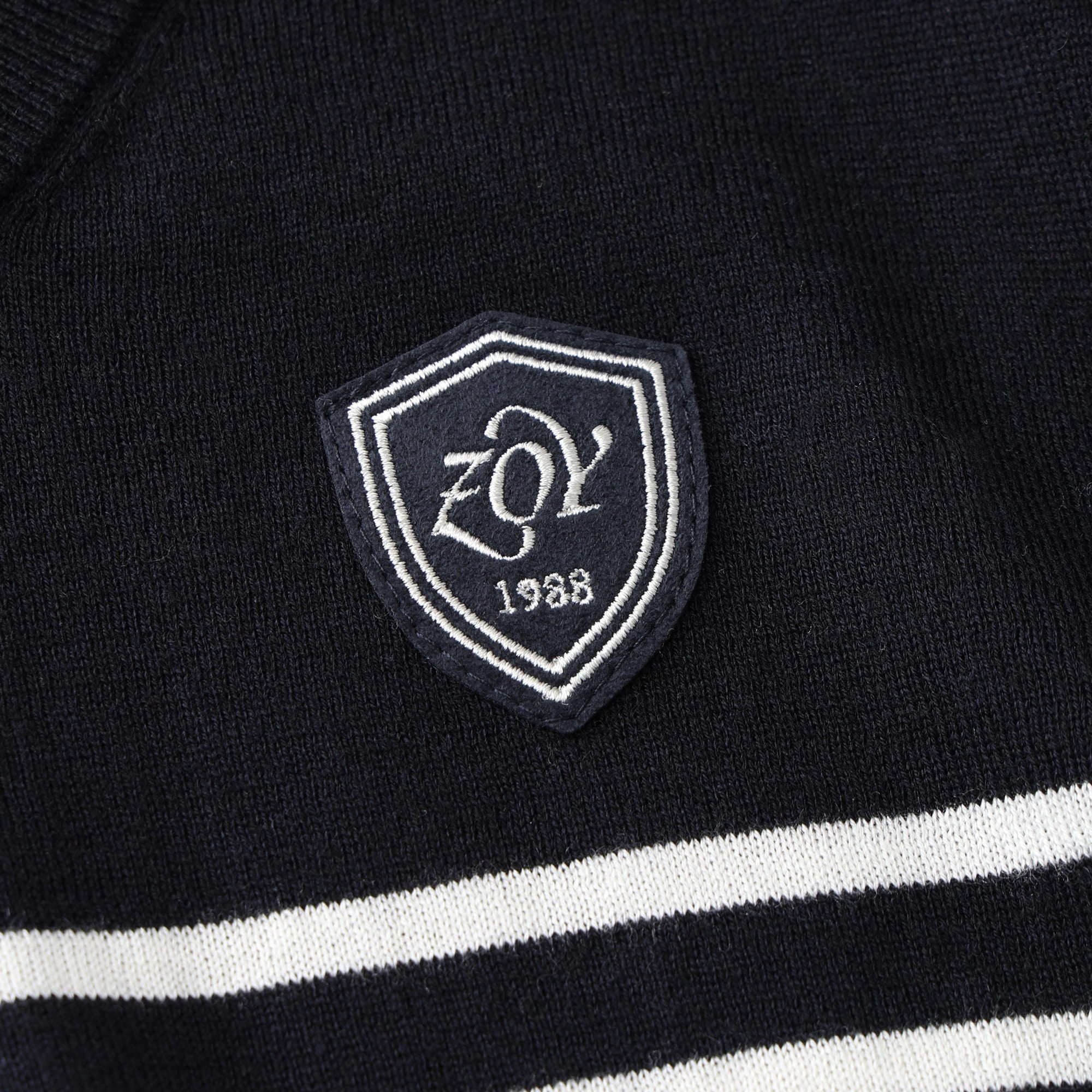 WOMEN Premium Cotton ボーダー 長袖セーター グレー