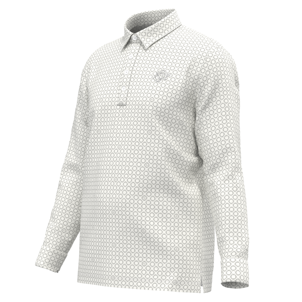 Men's Floating Ring Print Long Sleeve Shirt in White