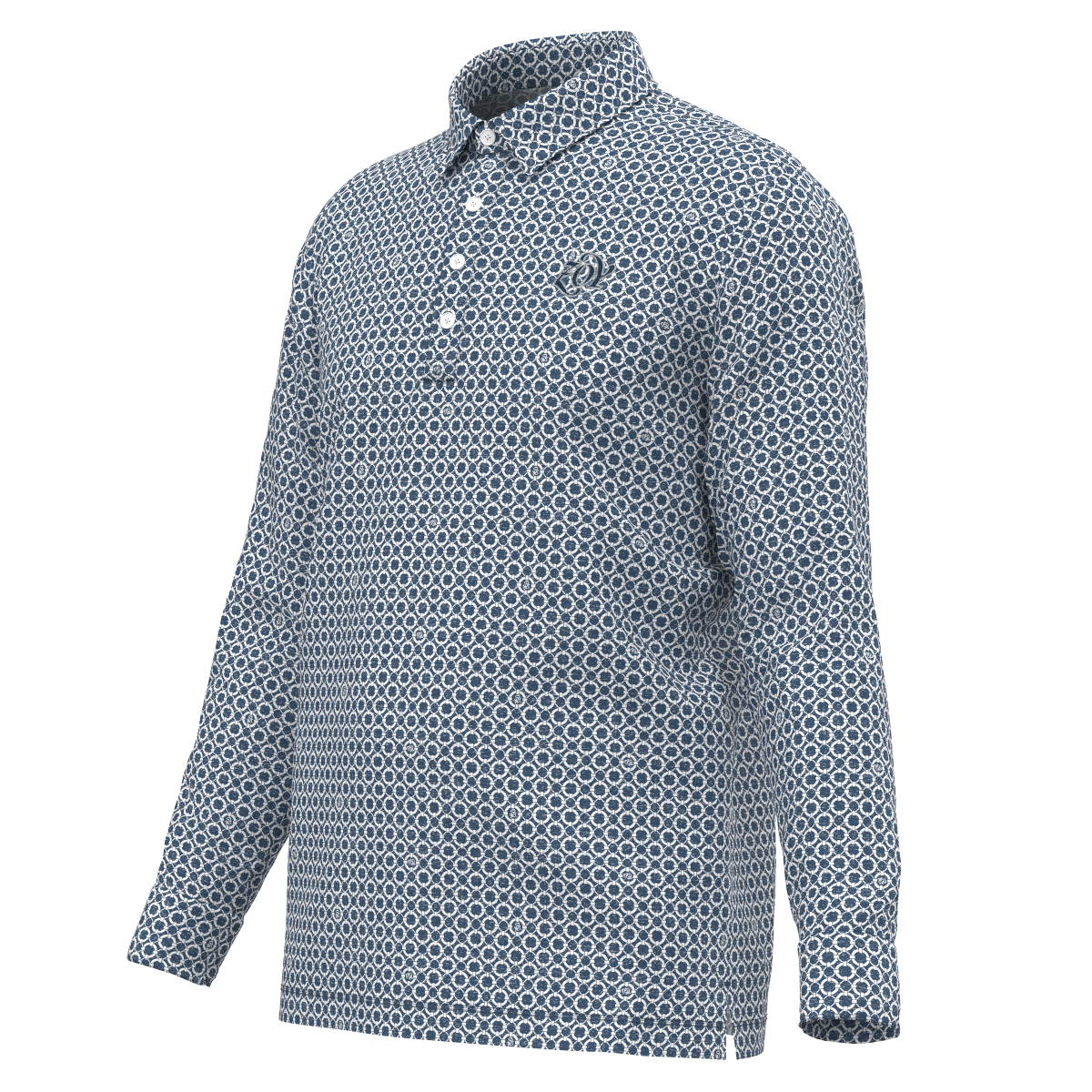 Men's Floating Ring Print Long Sleeve Shirt in Sea Blue