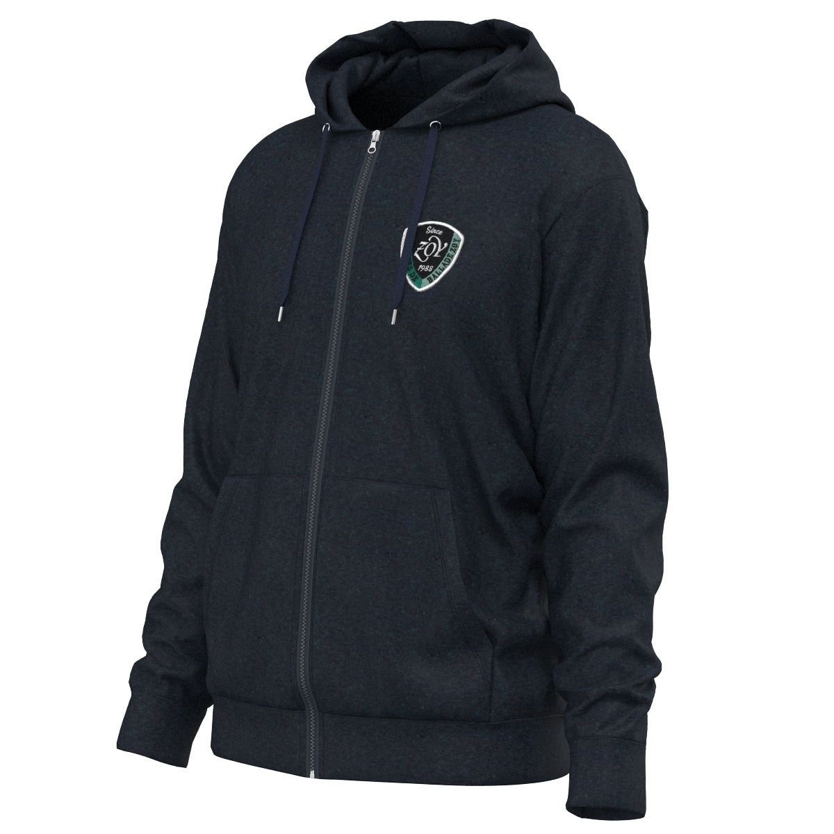 Men's Melange Organic Cotton Tile Zip Hoodie in Navy