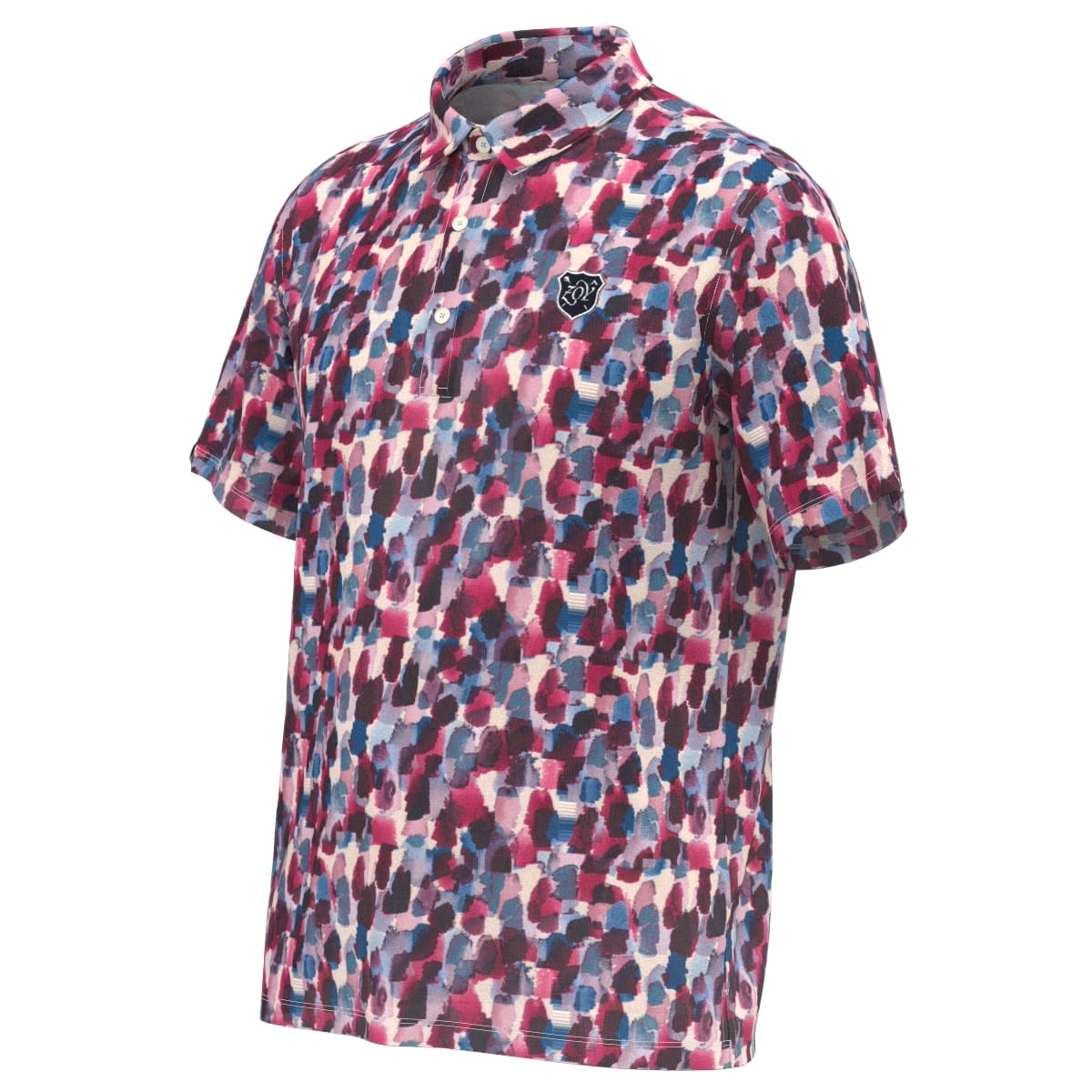 Men's Marble Bits Print Short Sleeve Shirt in Burgundy