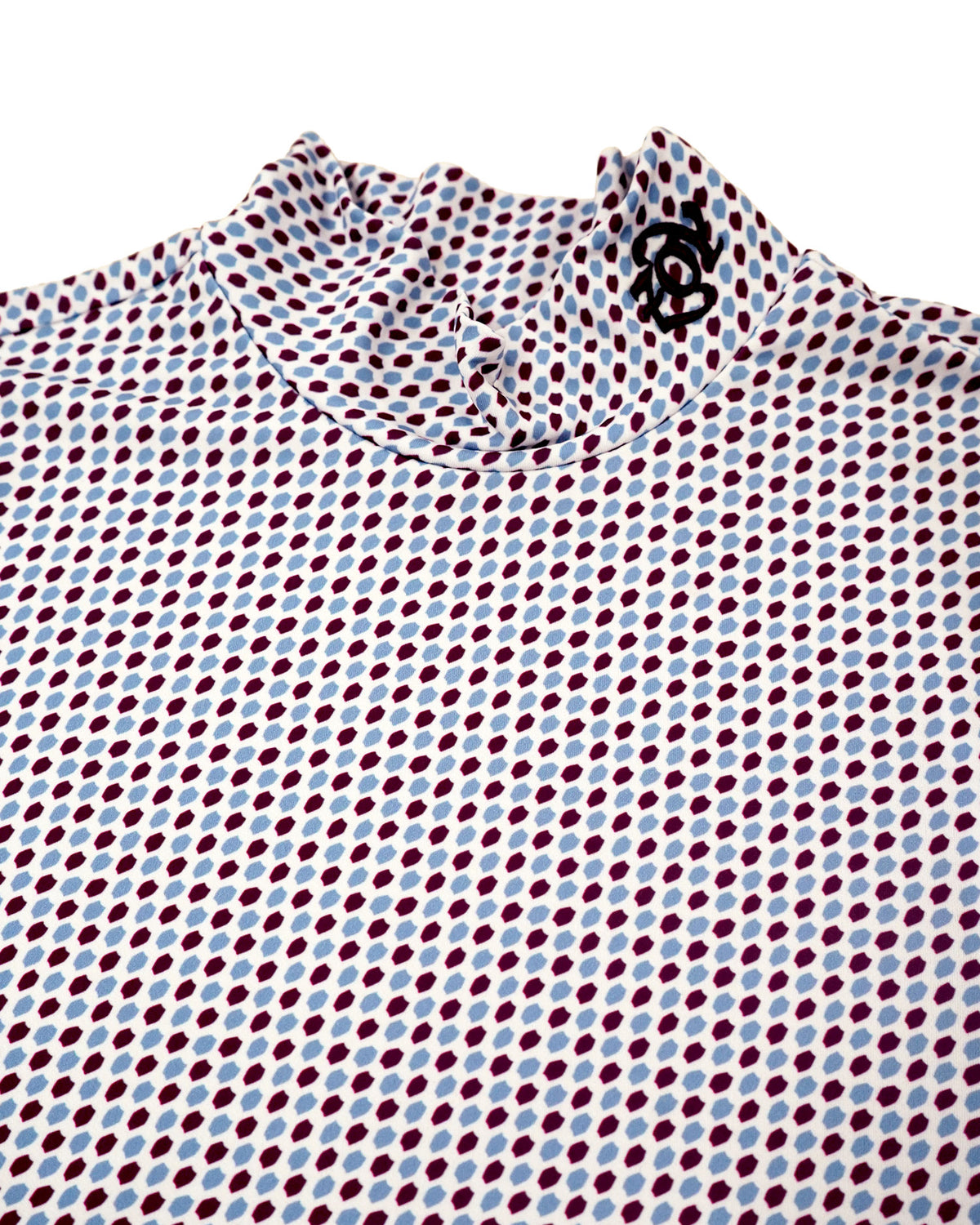 MEN ヘクサゴナルPT 長袖モックネックシャツ ボルドー×サックス