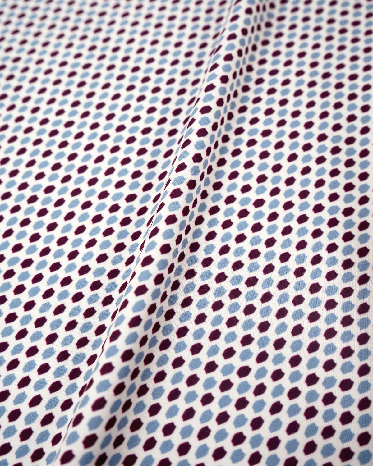 MEN ヘクサゴナルPT 長袖モックネックシャツ ボルドー×サックス