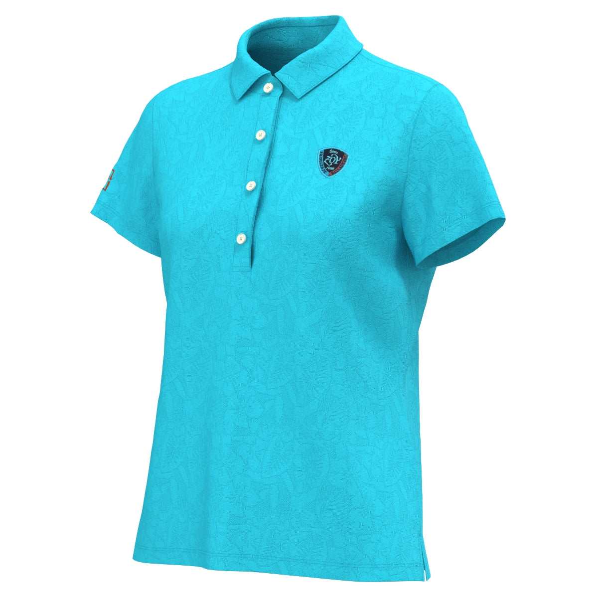 WOMEN リサイクルポリフラワーリンクス 半袖シャツ ターコイズ
