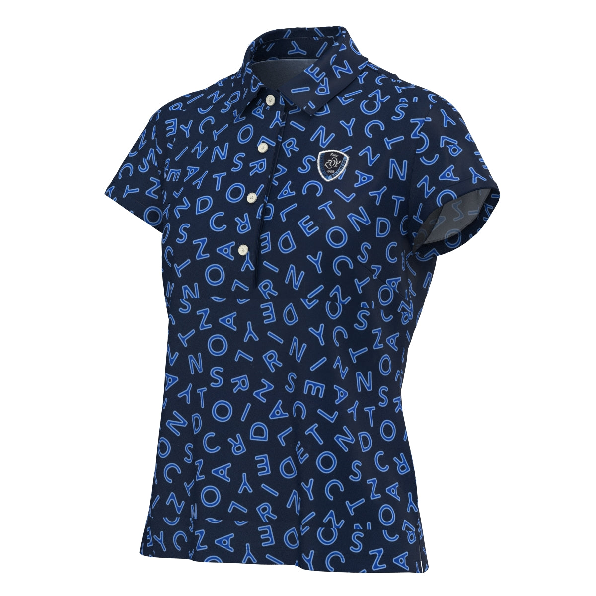 Women's Graffiti Logo Print Short Sleeve Shirt, Navy