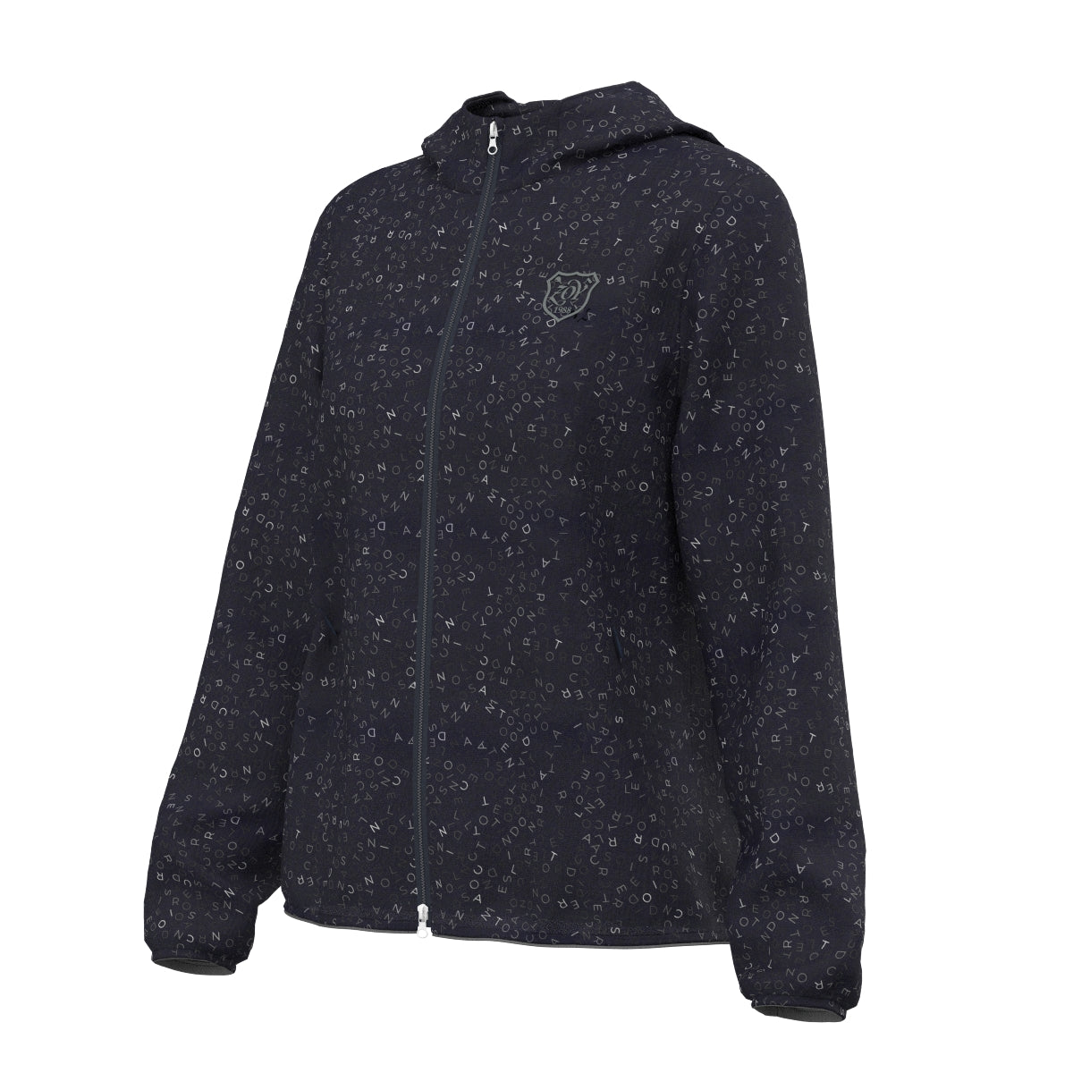 Women's Fragment Logo Print Zip Hoodie in Navy