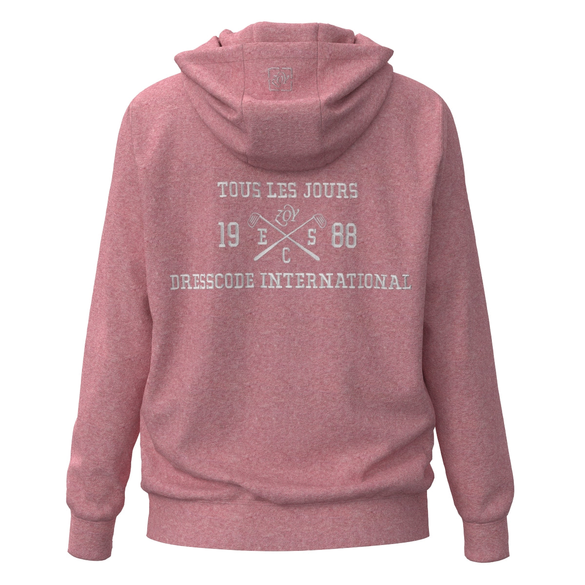 Women's Melange Organic Cotton Tile Zip Hoodie in Strawberry