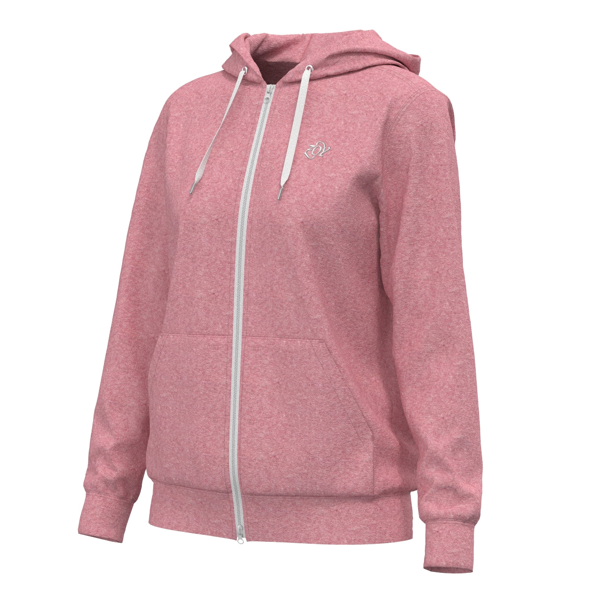 Women's Melange Organic Cotton Tile Zip Hoodie in Strawberry