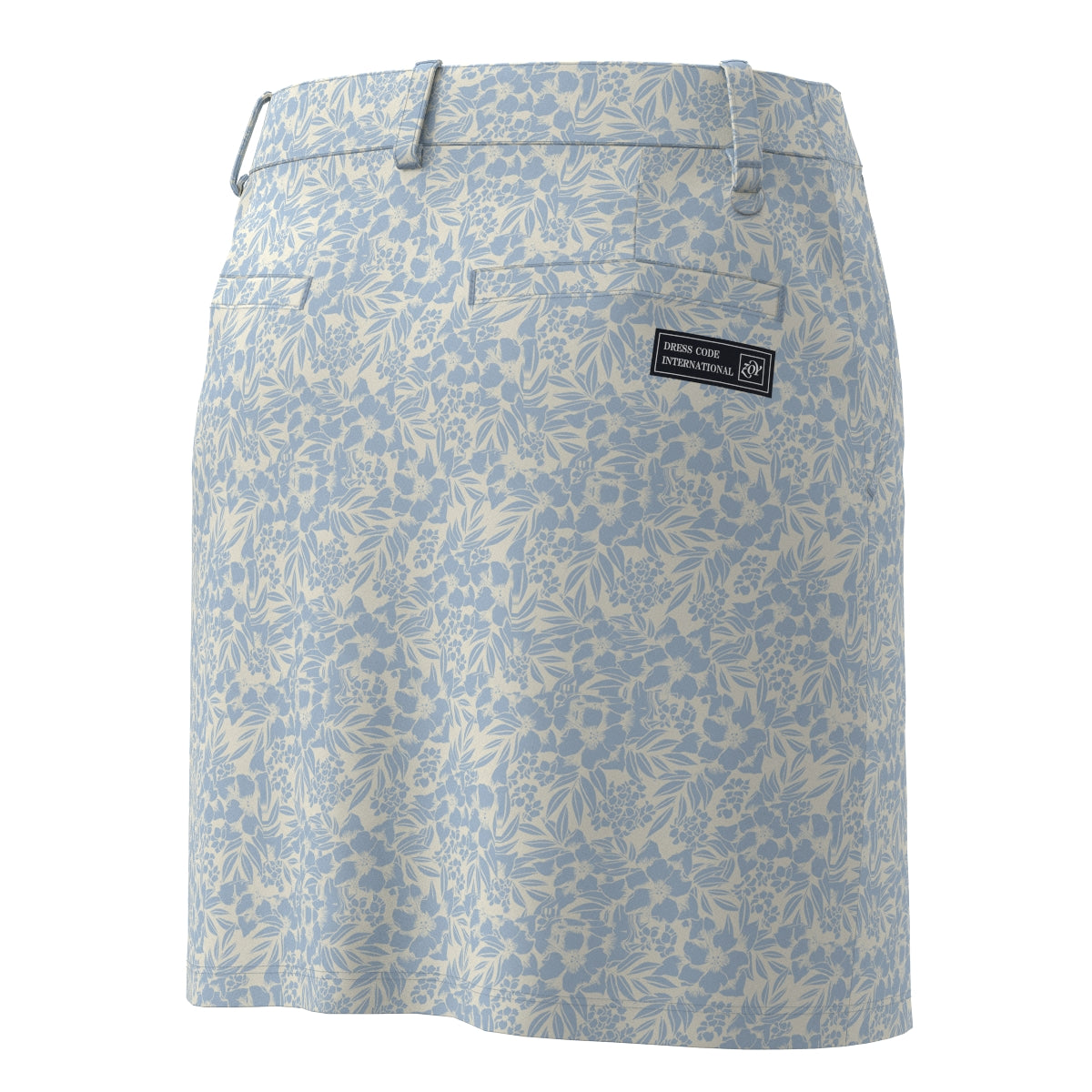 Women's Stencil Leaf Print ASKIN Pique Skirt in Saxe and Cream
