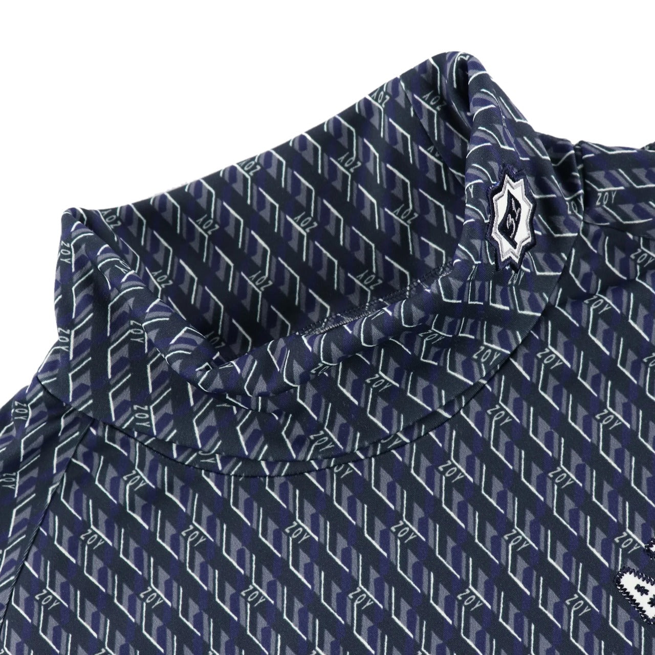 Men's geometric print pullover with turtleneck in grey