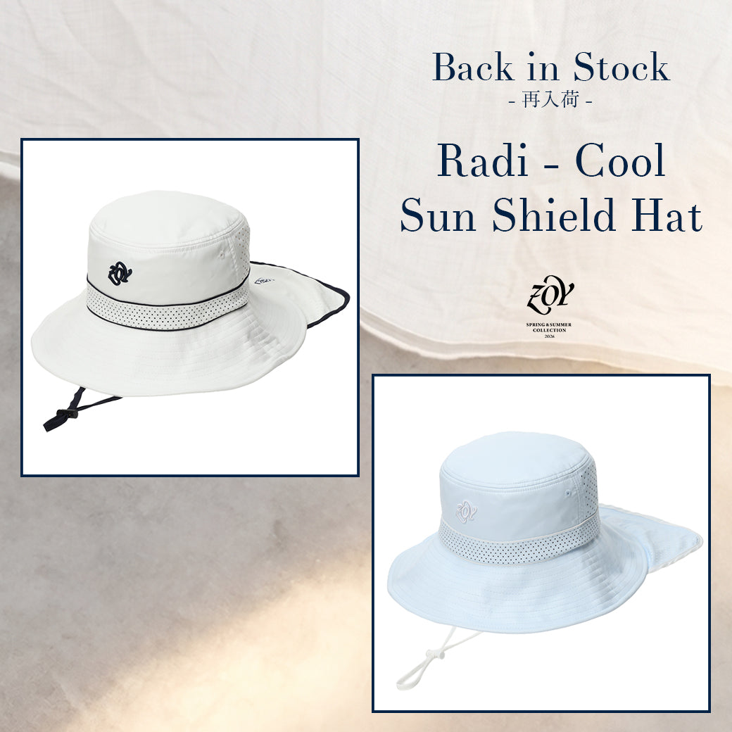 【RESTOCK／Radi-Cool SUN SHIELD HAT】最先端のクーリングヘッドウェア「Radi-cool サンシールドハット」が数量限定、待望のリストック。