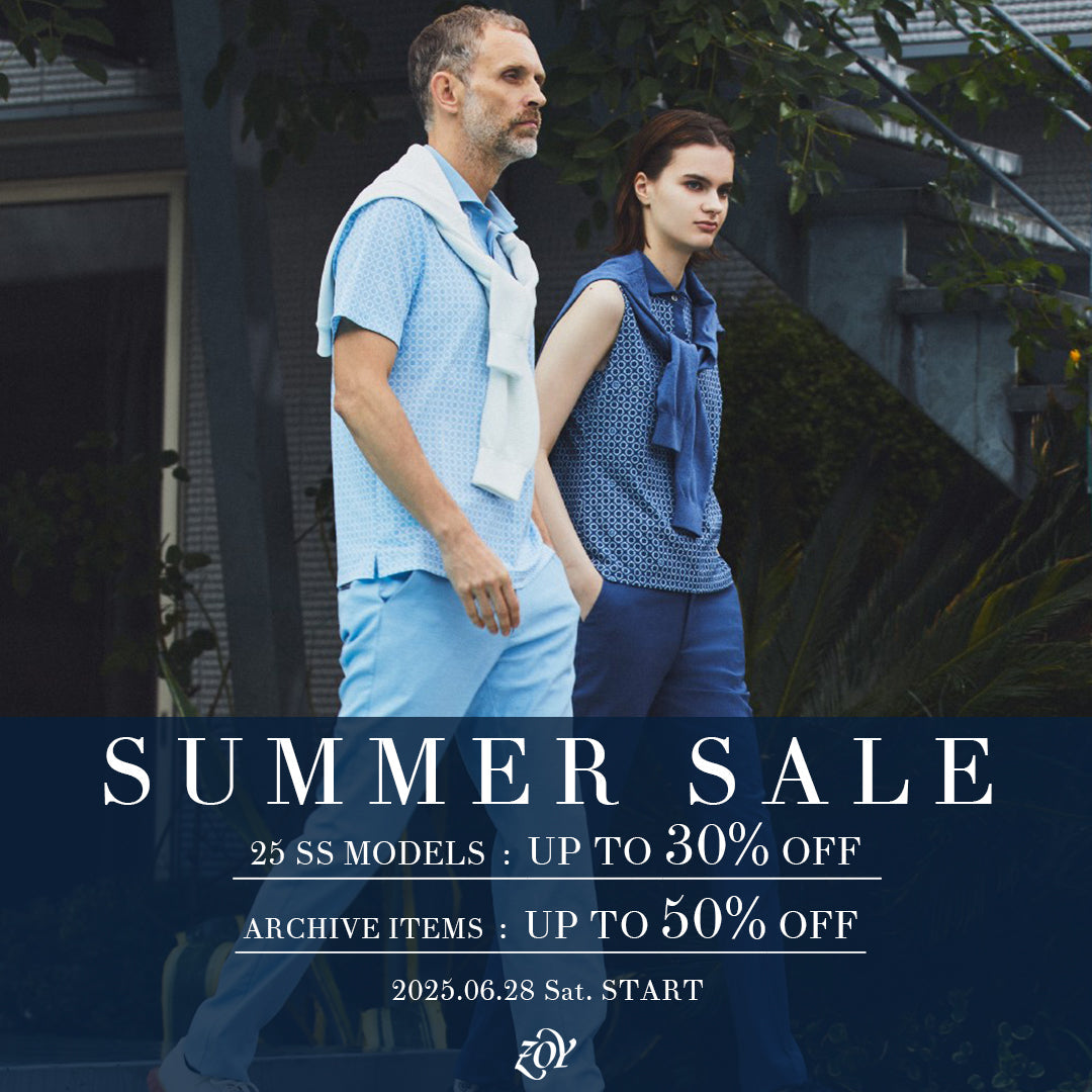 【涼と品格をまとう - 名品シャツ3選／ZOY SUMMER SALE】シルクのような光沢感を放つ、夏のブランドアイコン。夏のゴルフに必要なすべてを兼ね備えた、信頼の一枚。半永続的な冷涼感と、洗練のシルエット。ZOYを知り尽くすベテランスタッフが選び抜いた - 名品シャツ3選