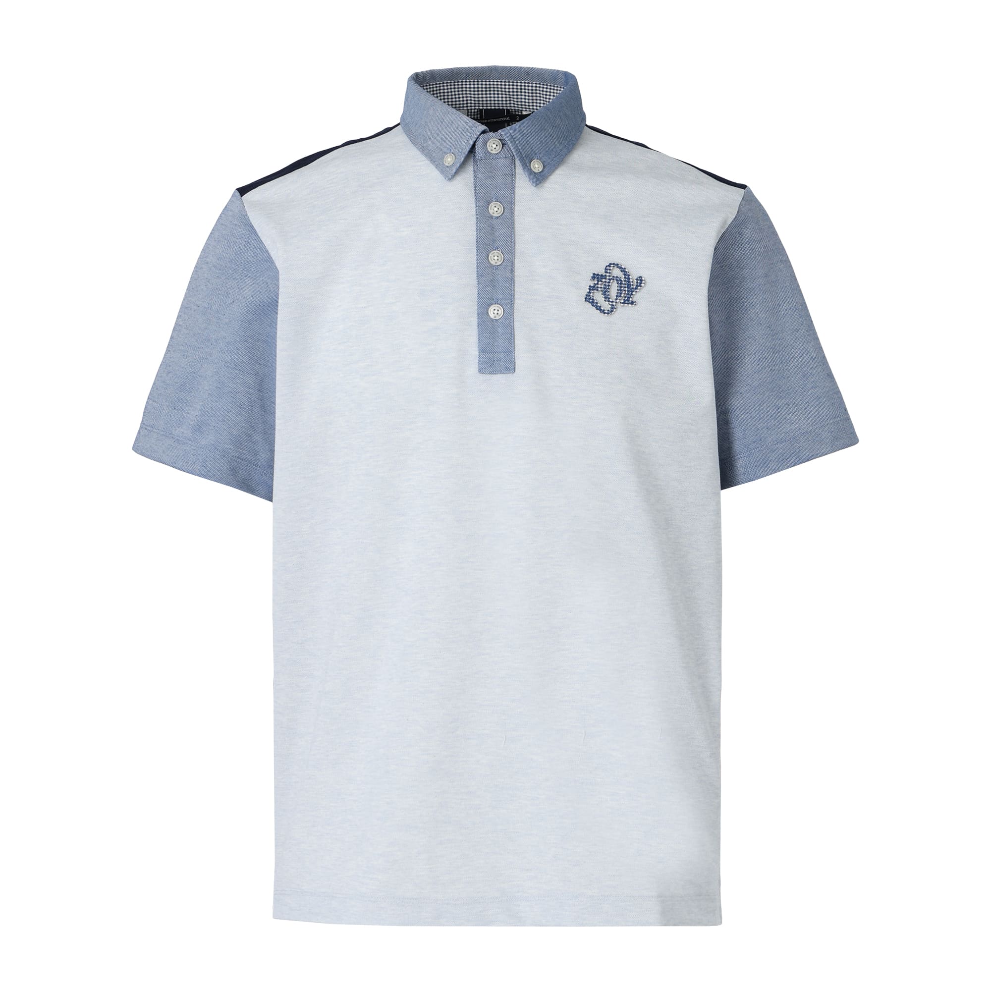 MEN AEGEAN　ORGANIC＊RENU鹿の子 半袖シャツ ブルーミックス