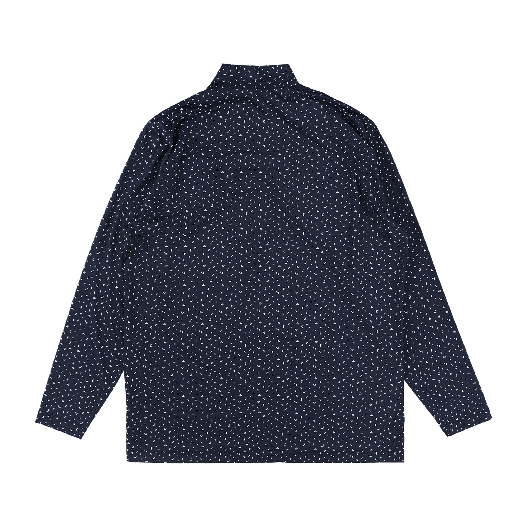 Men's Triangle Dot Print Long Sleeve Mock Neck Shirt in White