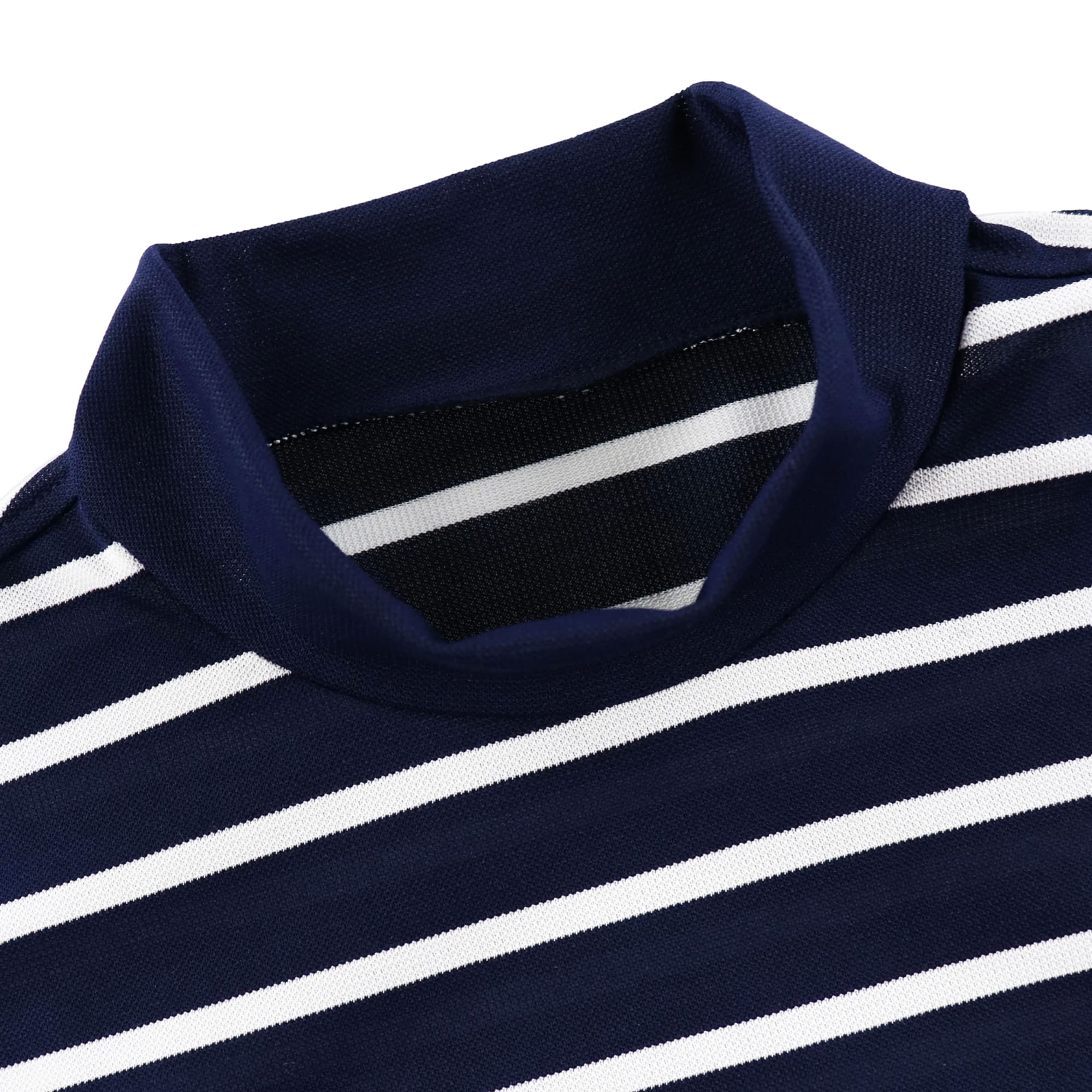 Men's Navy Mock Neck Short Sleeve Striped Shirt