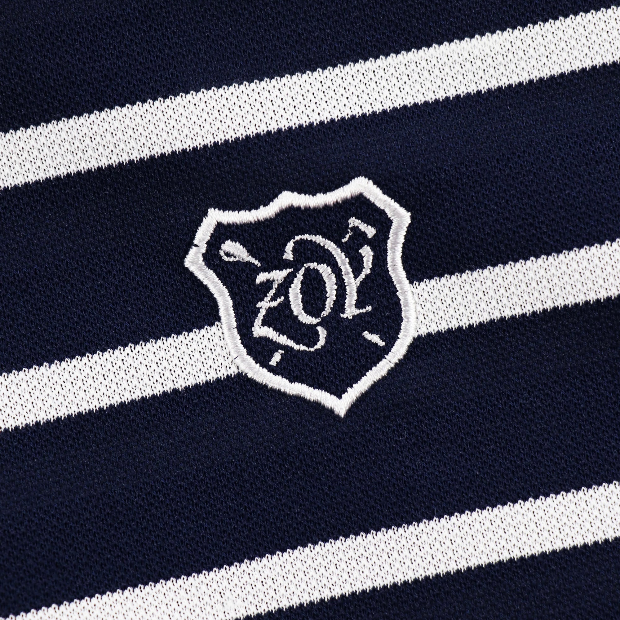 Men's Navy Mock Neck Short Sleeve Striped Shirt