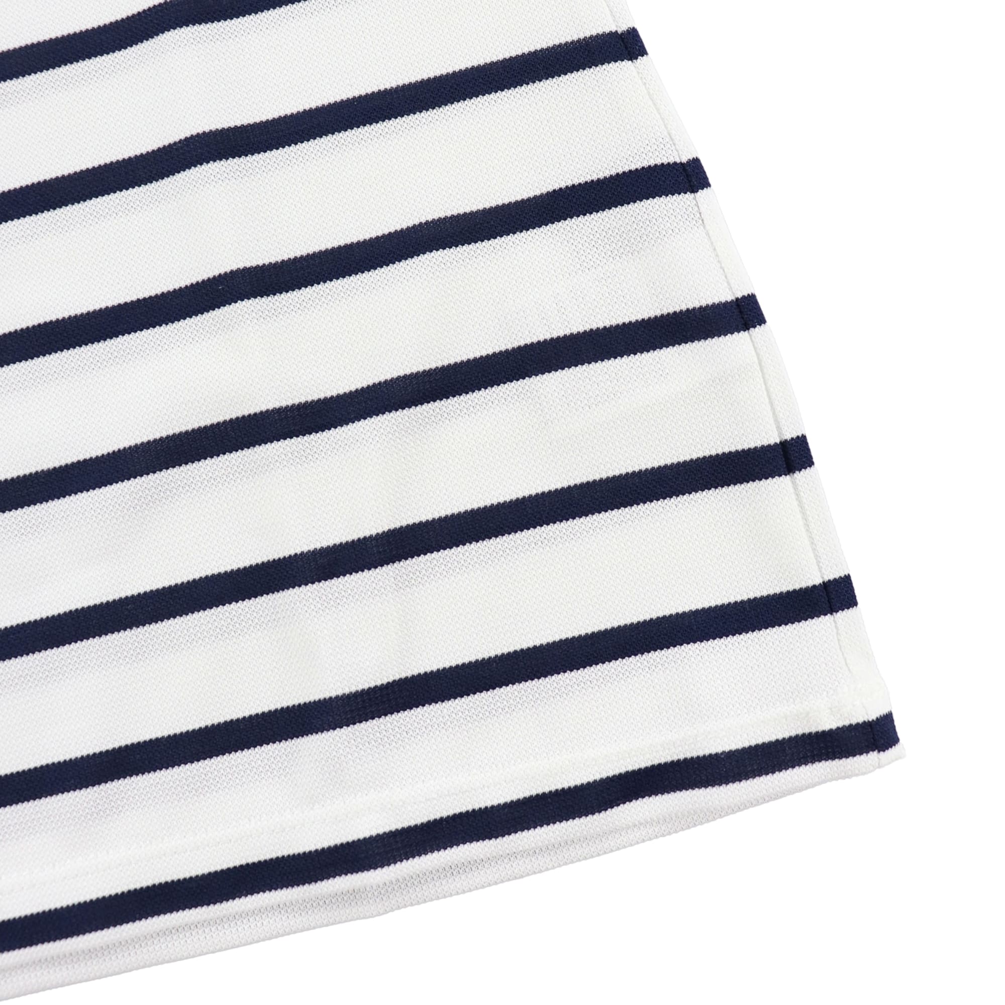 Women's Navy Mock Neck Short Sleeve Striped Shirt