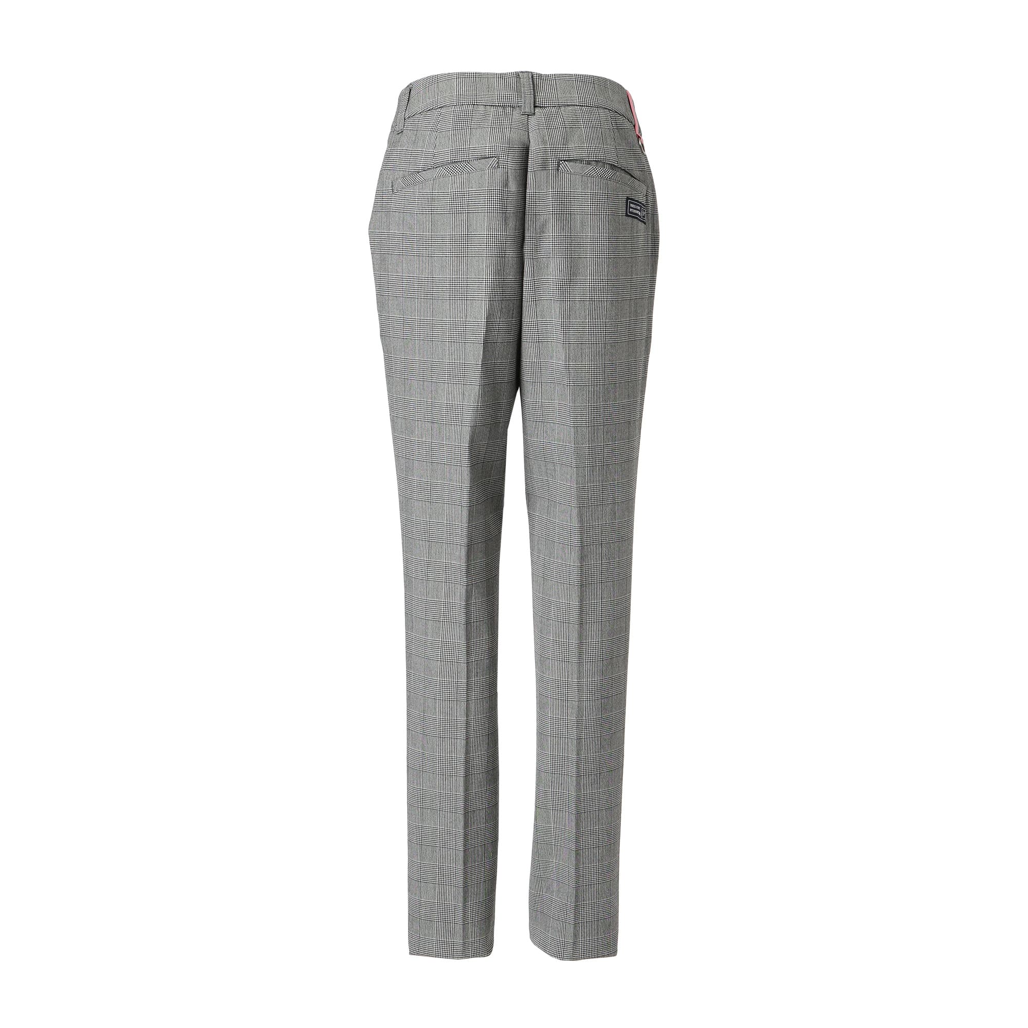 WOMEN グレンチェックストレッチ ロングパンツ グレー