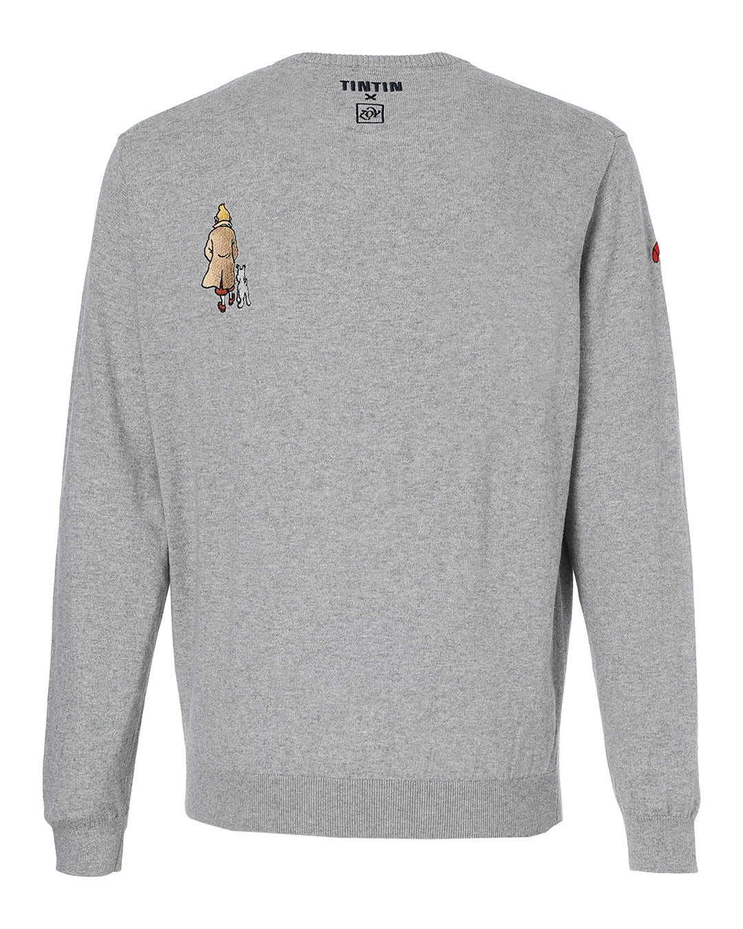 【 TINTIN × ZOY 】MEN コットンカシミヤ天竺 長袖セーター フランネルグレー
