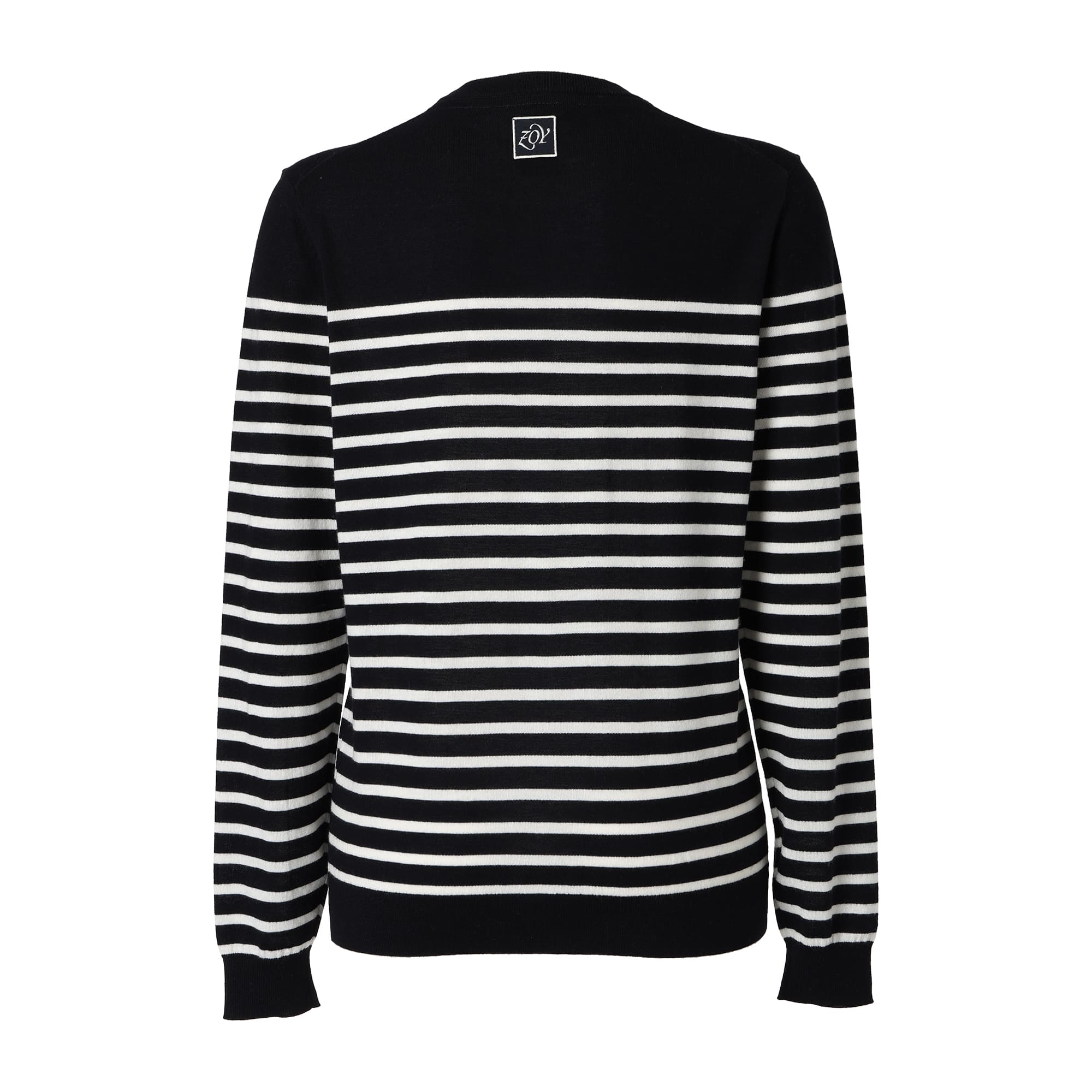 WOMEN Premium Cotton ボーダー 長袖セーター ネイビー
