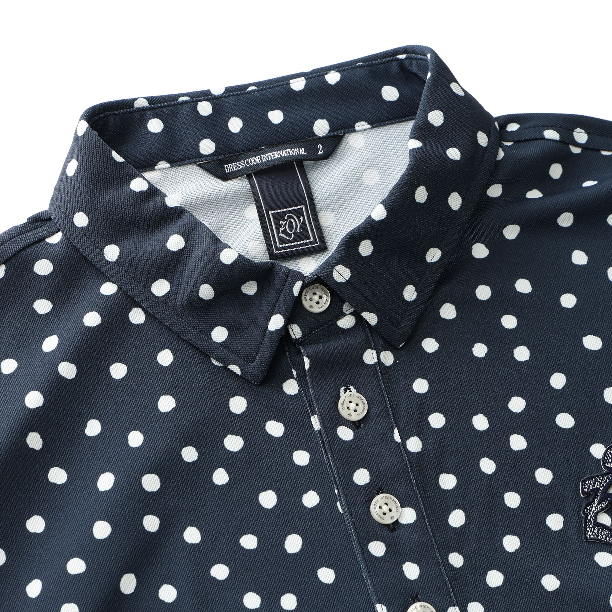 Men's Dot Print Long Sleeve Shirt, Navy