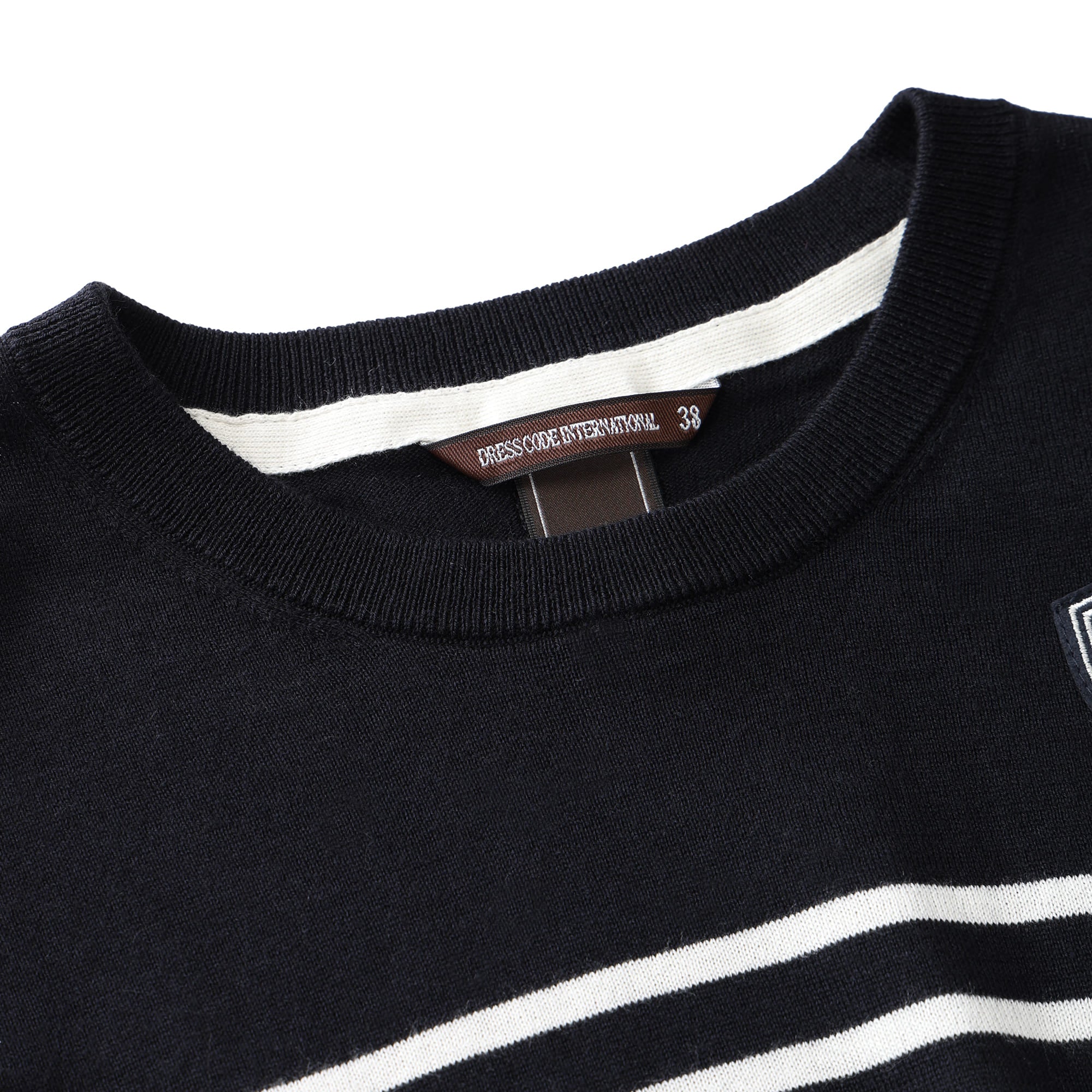 WOMEN Premium Cotton ボーダー 長袖セーター グレー