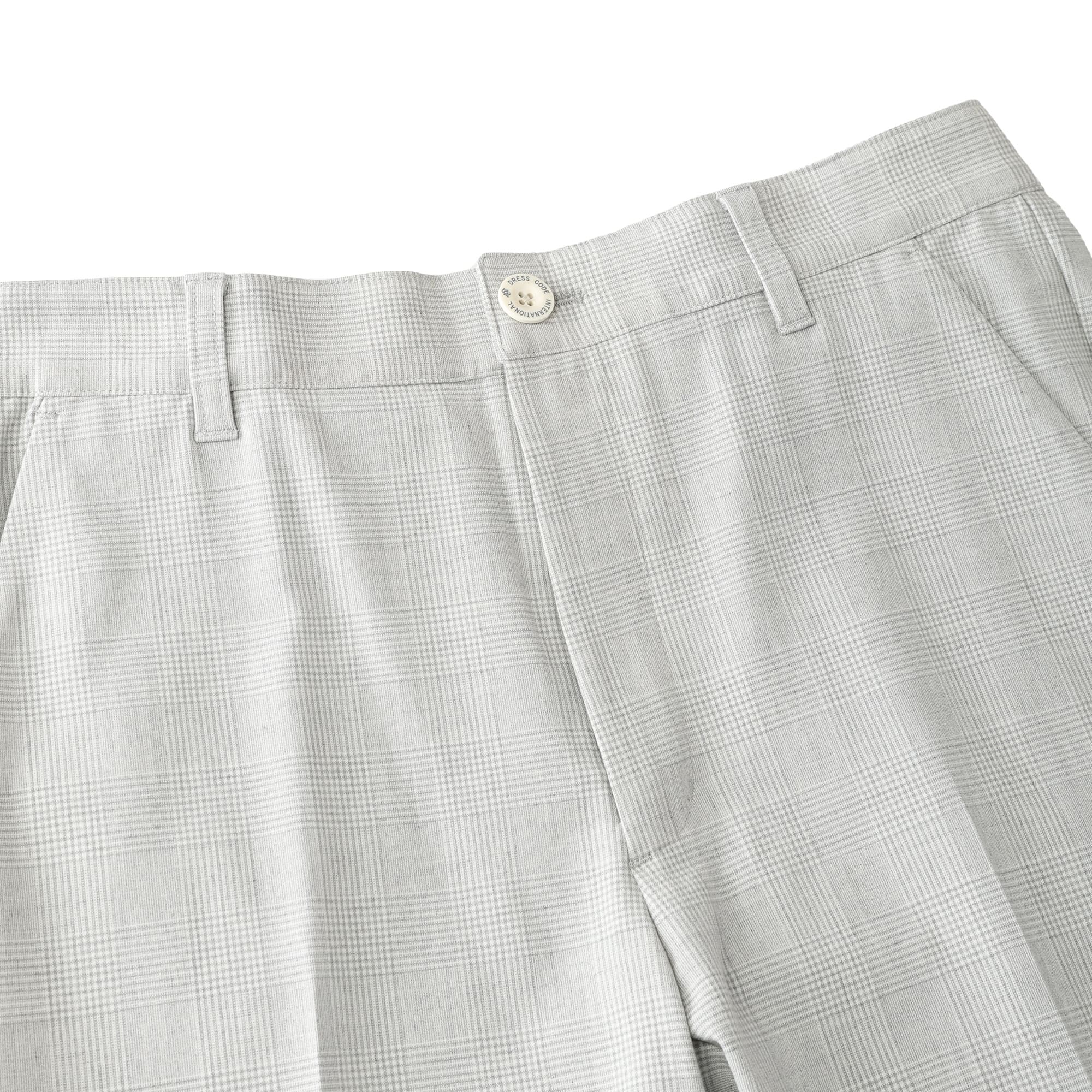 Men's Glen Check Stretch Long Pants in Silver Gray