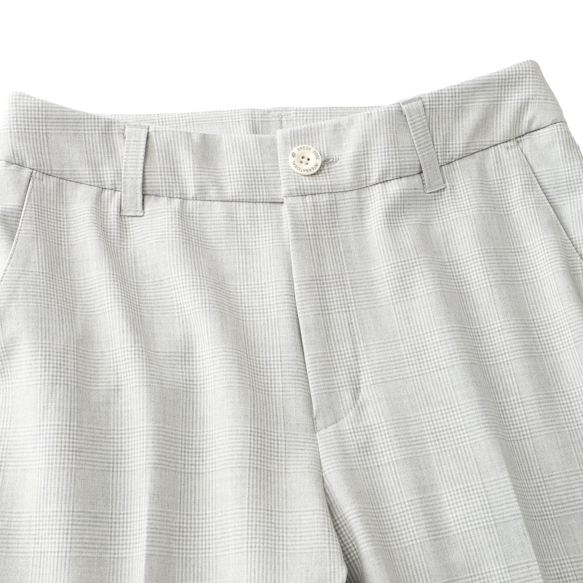 Women's Glen Check Stretch Long Pants in Silver Gray