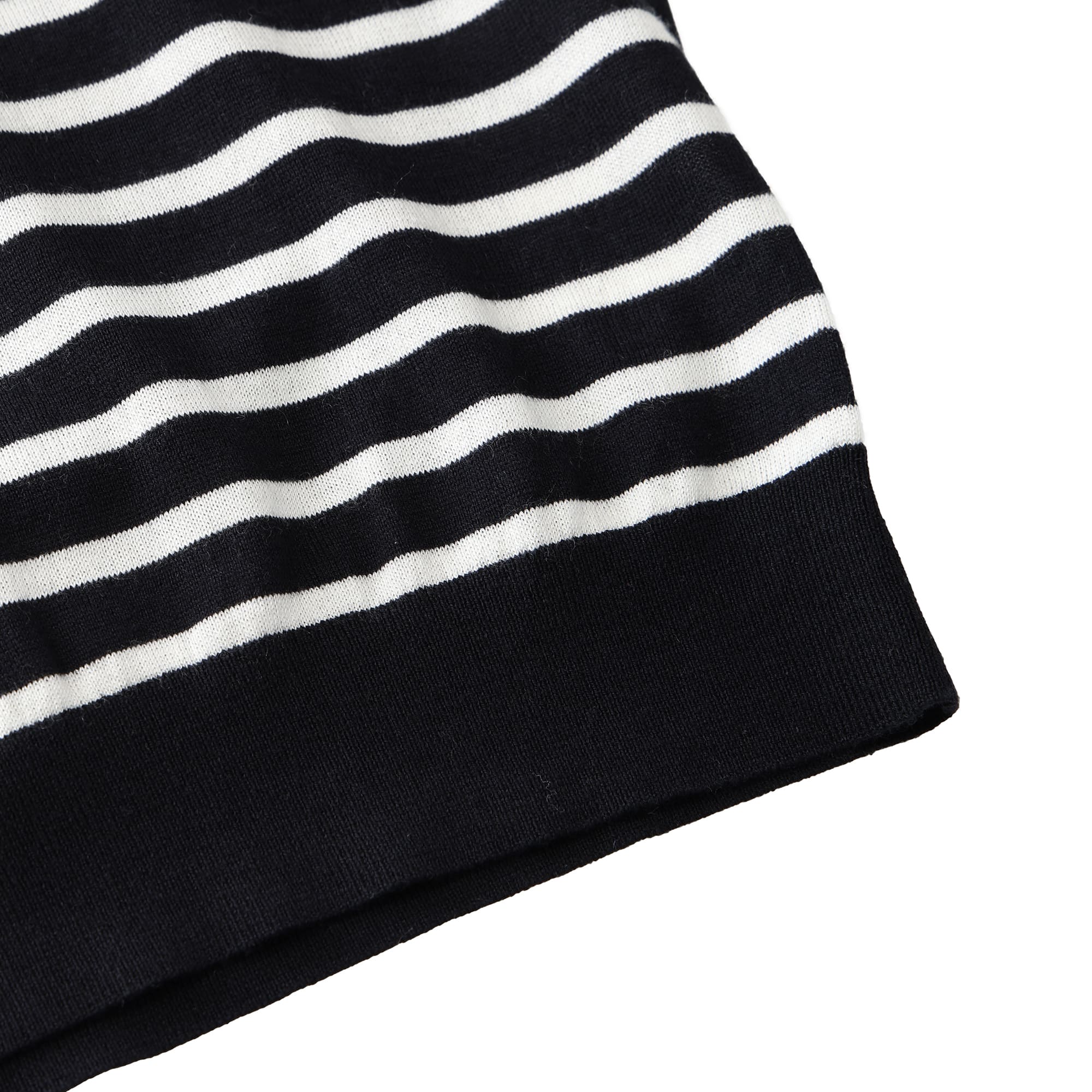 WOMEN Premium Cotton ボーダー 長袖セーター グレー