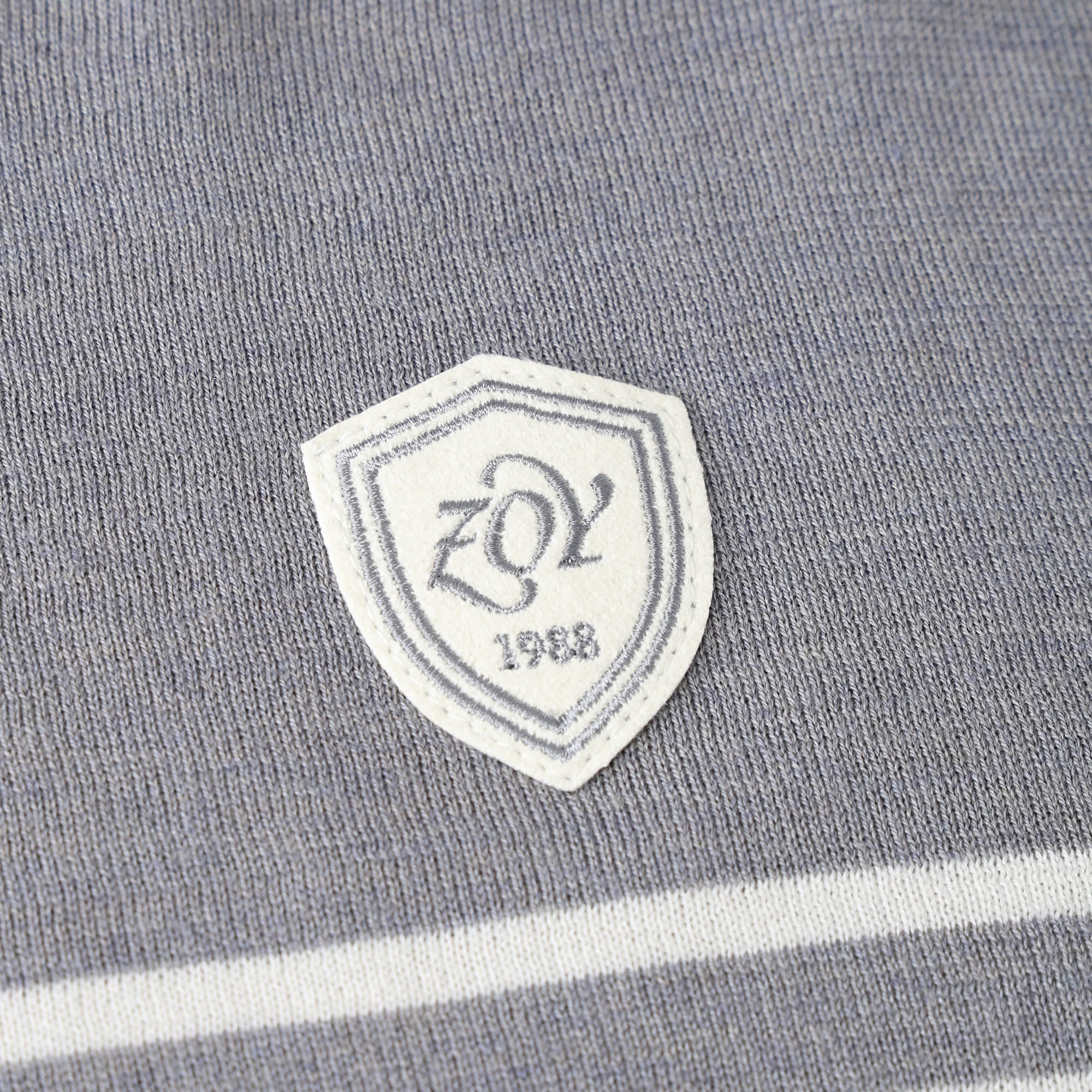 MEN Premium Cotton ボーダー 長袖セーター グレー
