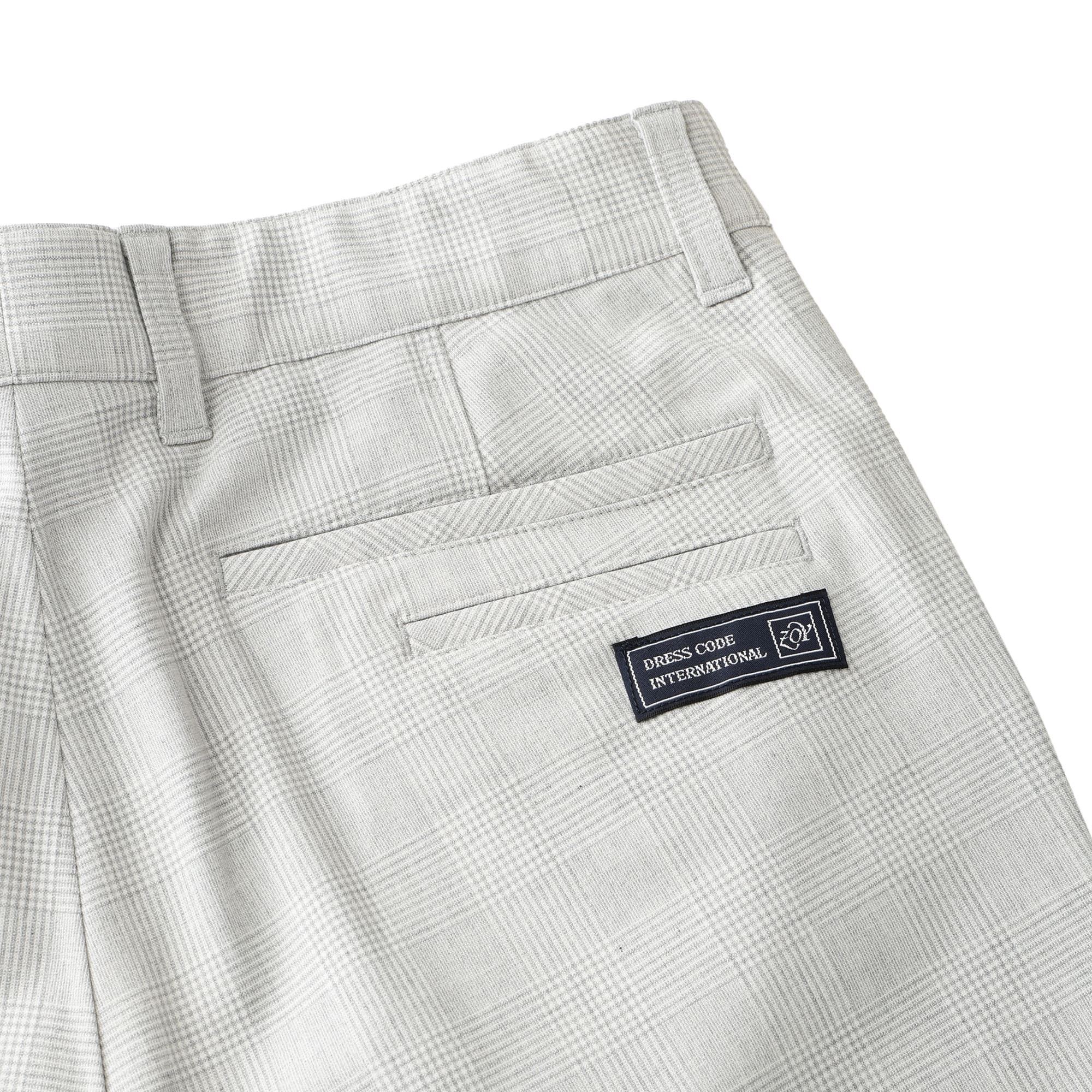 Men's Glen Check Stretch Long Pants in Silver Gray