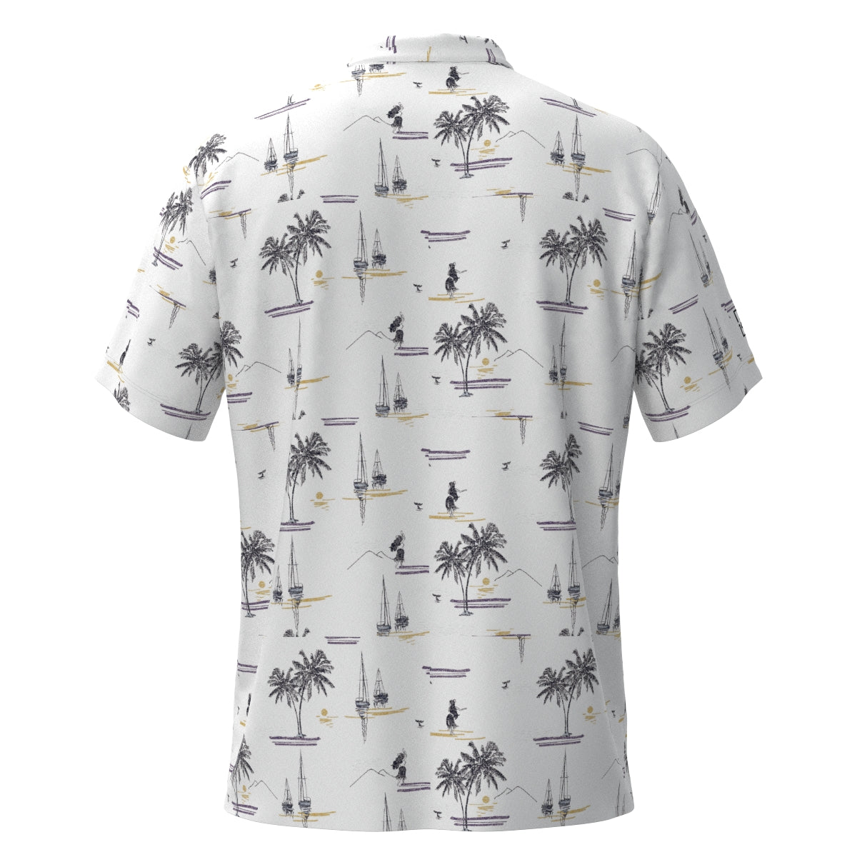 Men's Seaside Print Short Sleeve Shirt, Off-White