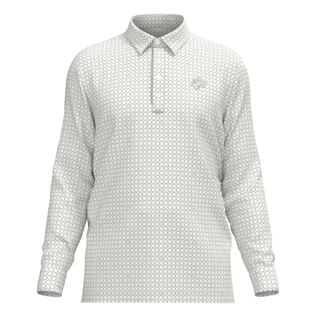 Men's Floating Ring Print Long Sleeve Shirt in White