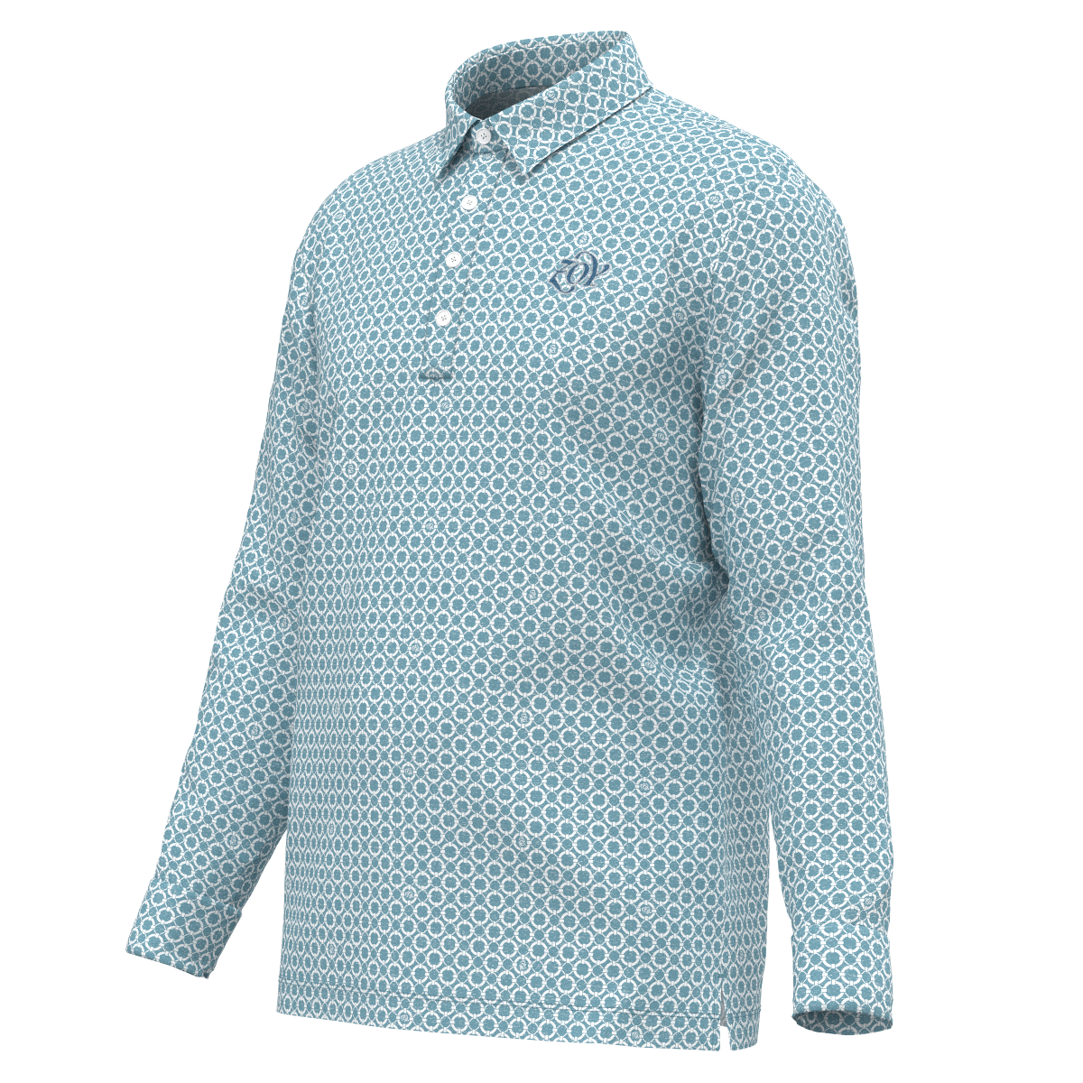 Men's Floating Ring Print Long Sleeve Shirt in Sky Blue