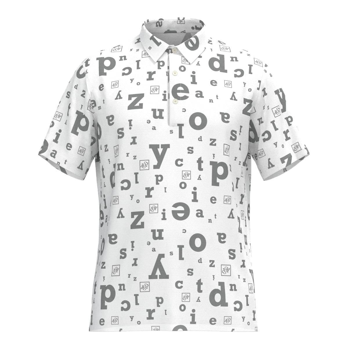 MEN アルファベットプリント 半袖シャツ ホワイト