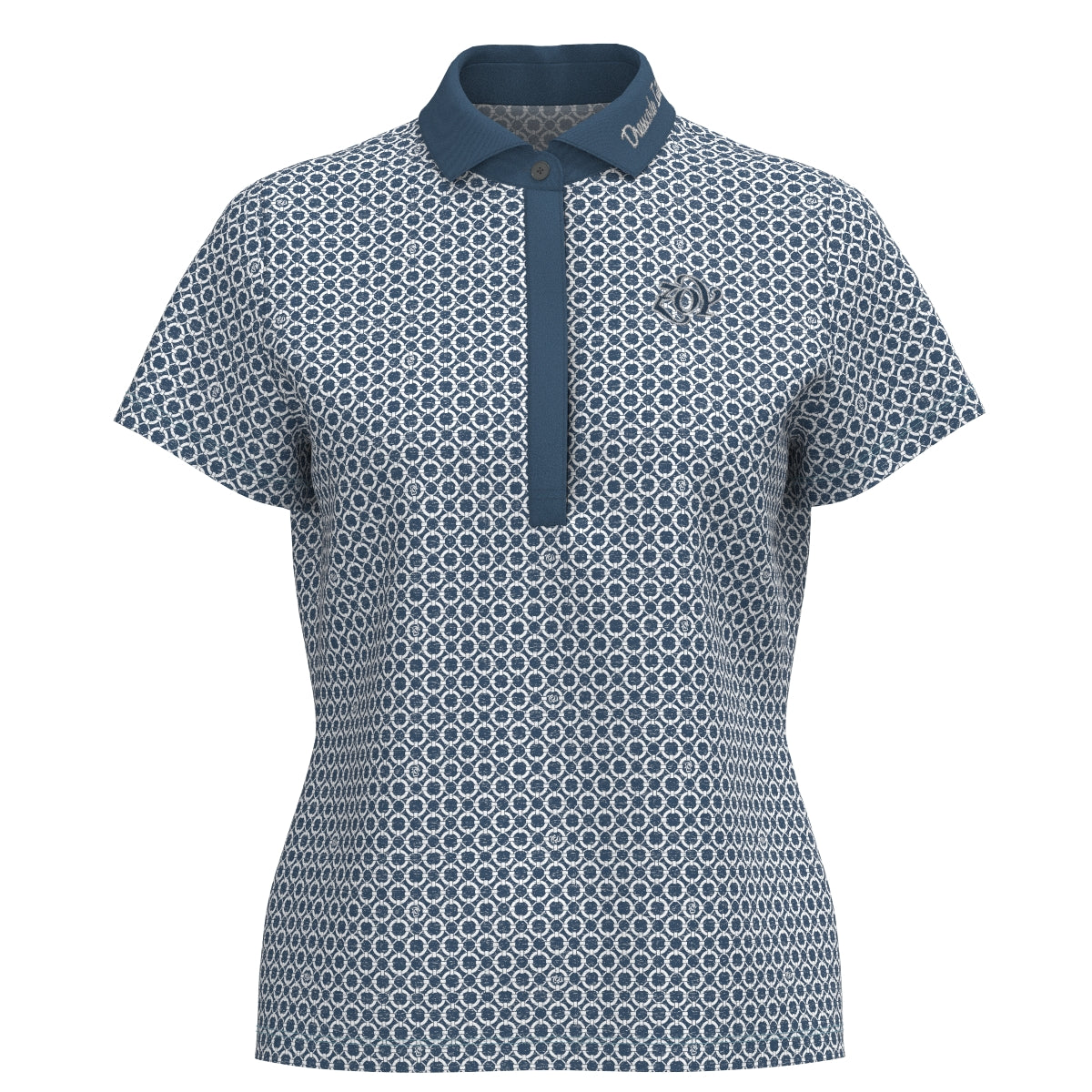 Women's Floating Ring Print Short Sleeve Shirt in Sea Blue