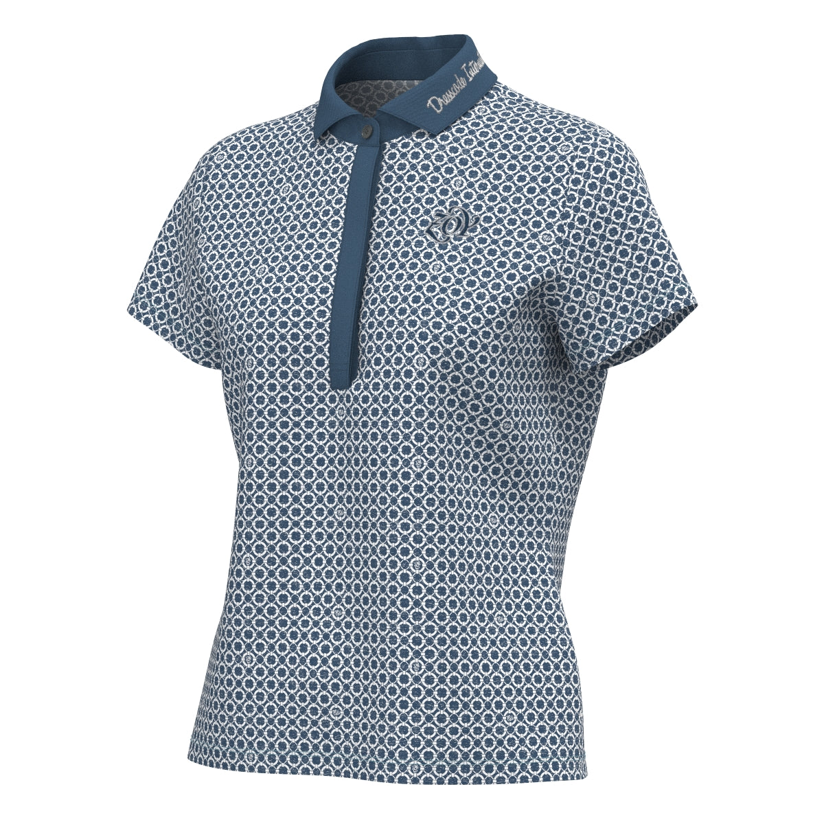 Women's Floating Ring Print Short Sleeve Shirt in Sea Blue