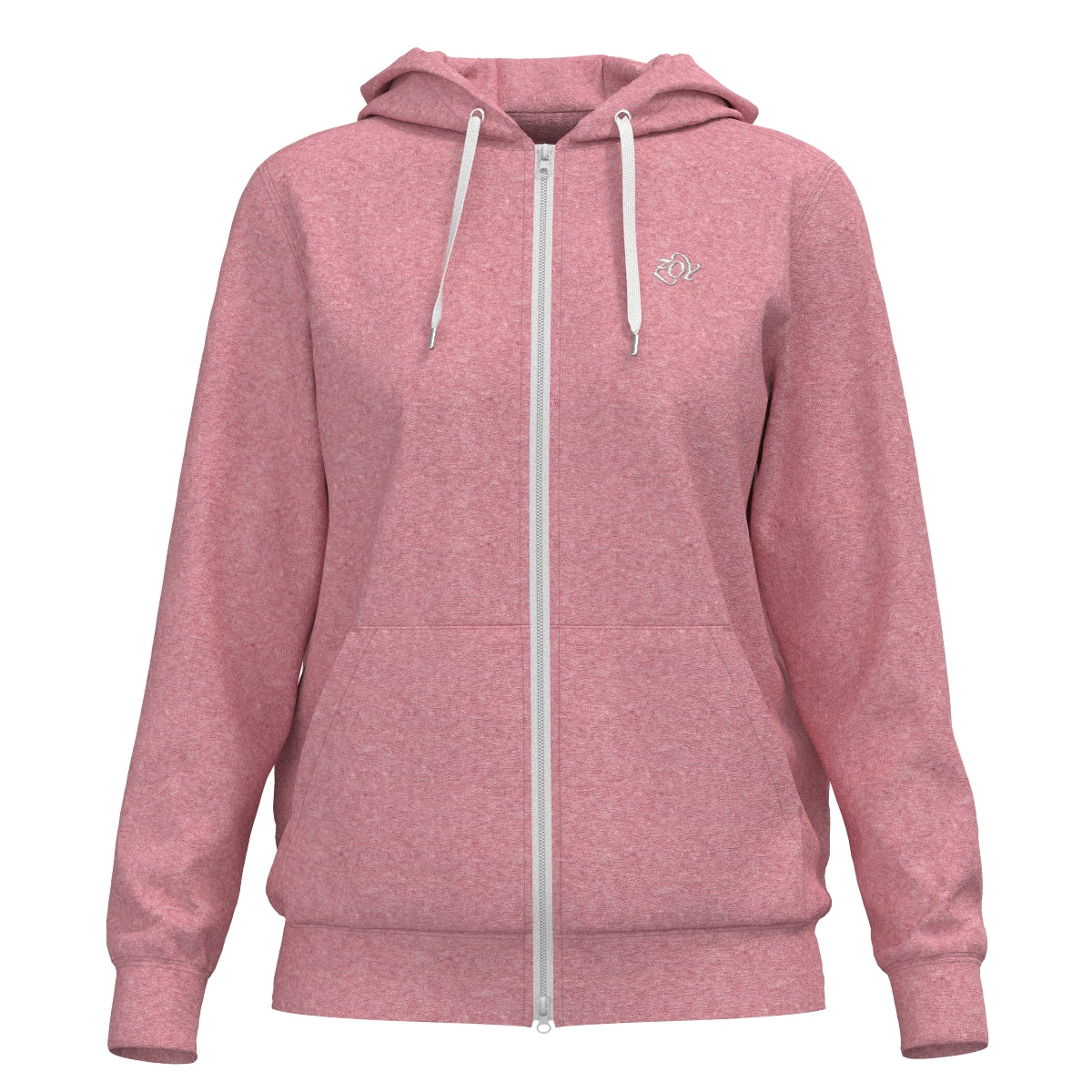 Women's Melange Organic Cotton Tile Zip Hoodie in Strawberry